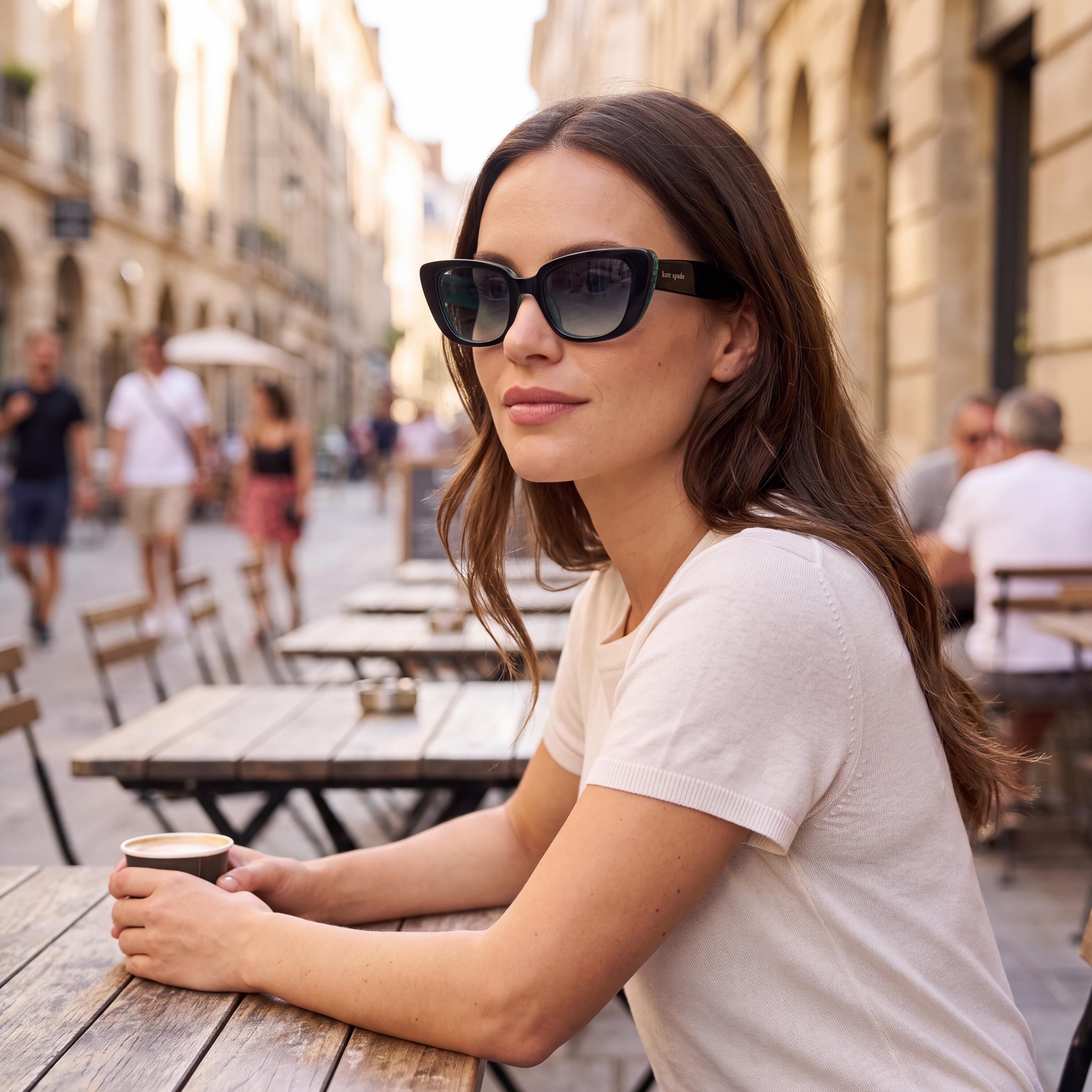 kate spade new york Fabia/S Rectangular Women's Black Green Acetate 100% UV Grey Green Lenses 51mm Sunglasses, Photo 5