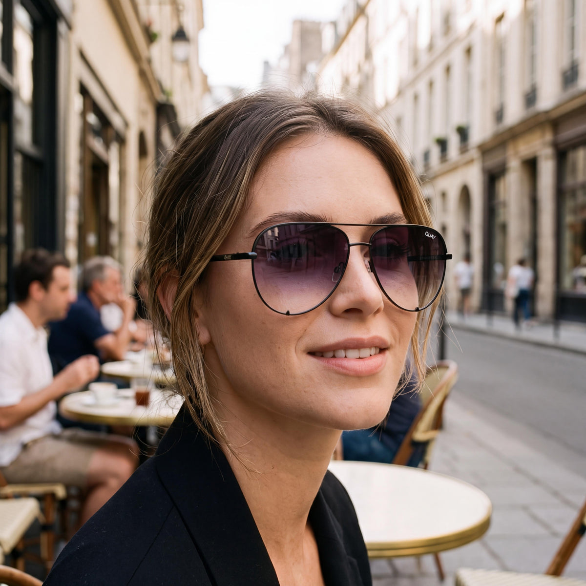 QUAY AUSTRALIA High Key Mini Quay X Desi Unisex Metal Sunglasses, Mirrored Non-Polarized UV Protection, Black Fade/Smoke Fade, Standard, Photo 5