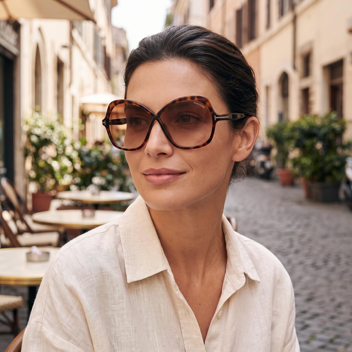 Tom Ford FT1013 ROSEMIN Women's Dark Havana Plastic Non-Polarized UV Protected Butterfly Sunglasses 64mm, Photo 6