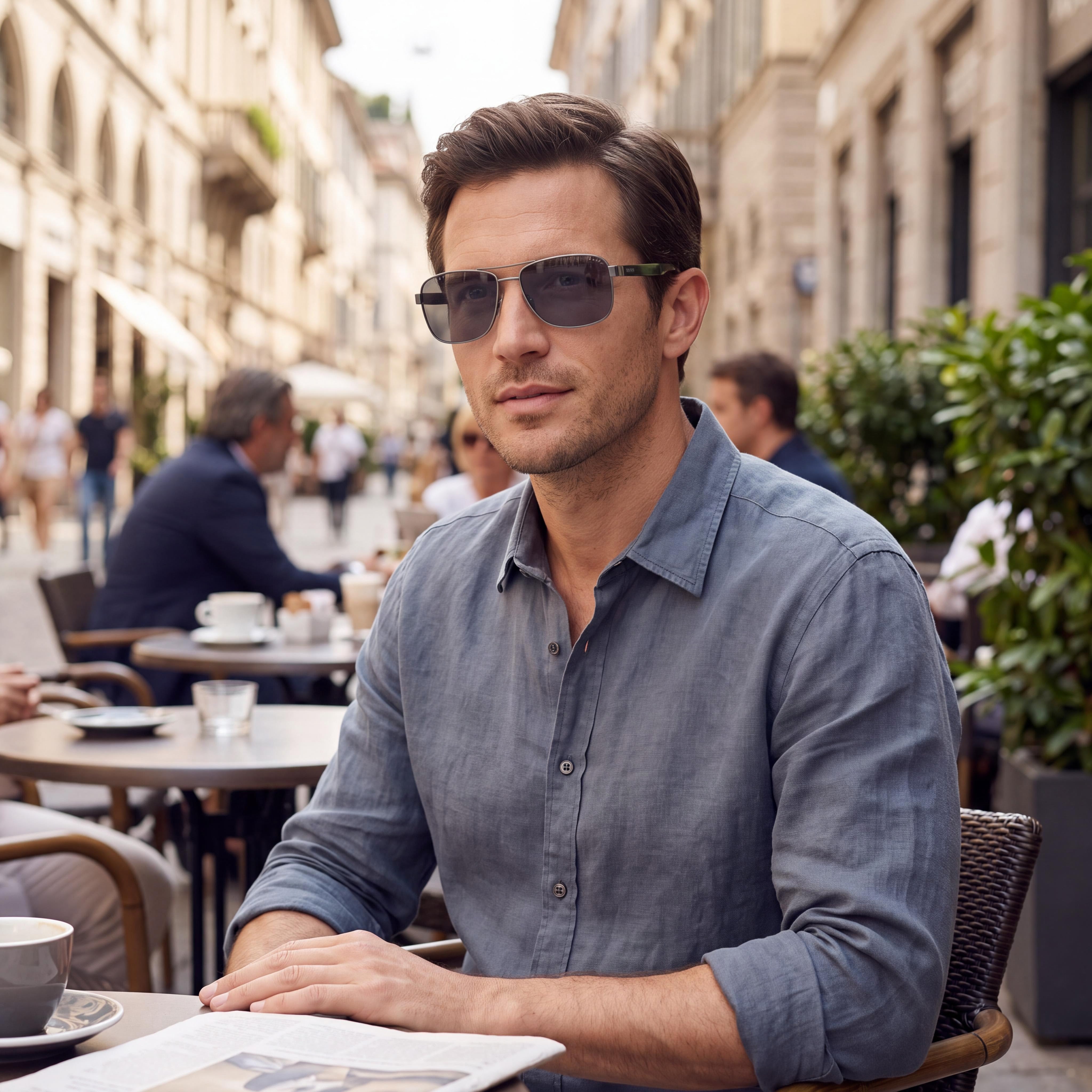 Hugo Boss BOSS 1240/S Men's Alloy Steel Dark Ruthenium UV Protection Polycarbonate Lens Sunglasses 60-15-140, Photo 6
