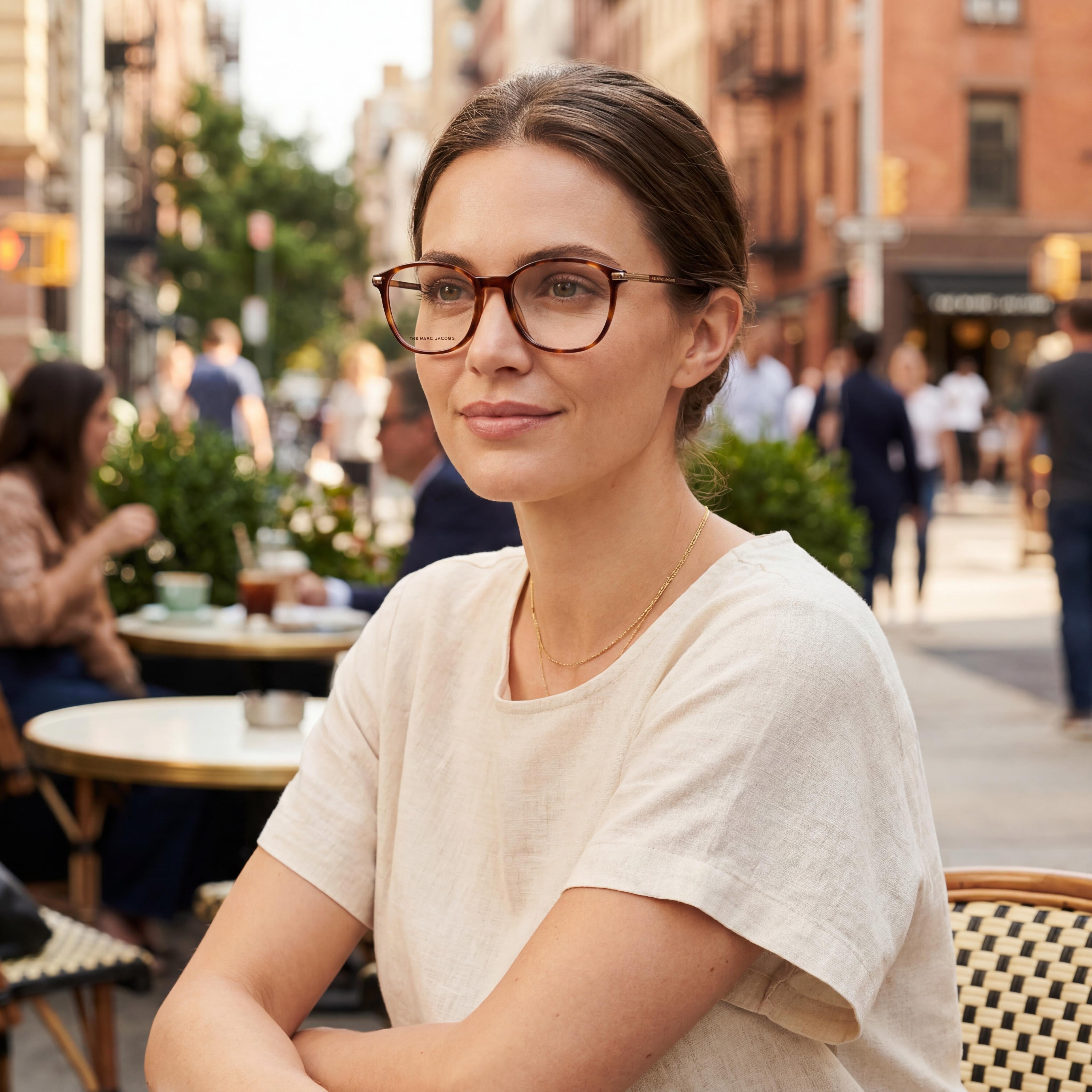 Gafas de mujer Marc Jacobs Contemporary con montura de acetato Havana y forma redonda, ancho de lente de 51 mm, Photo 3