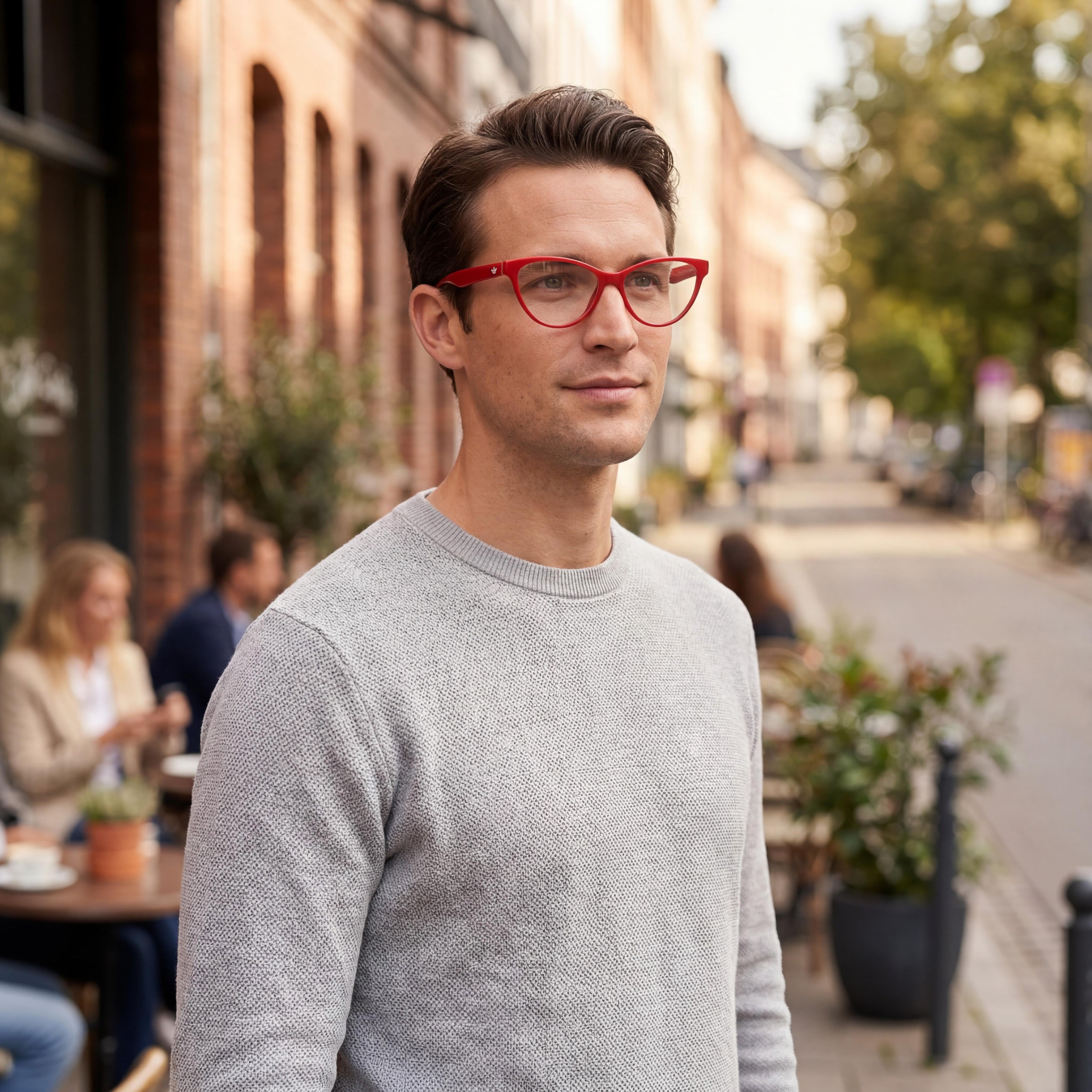 Gafas Adidas Originals Or5084 para hombre con montura de plástico rojo oscuro brillante y lentes transparentes 54-14-145, Photo 5