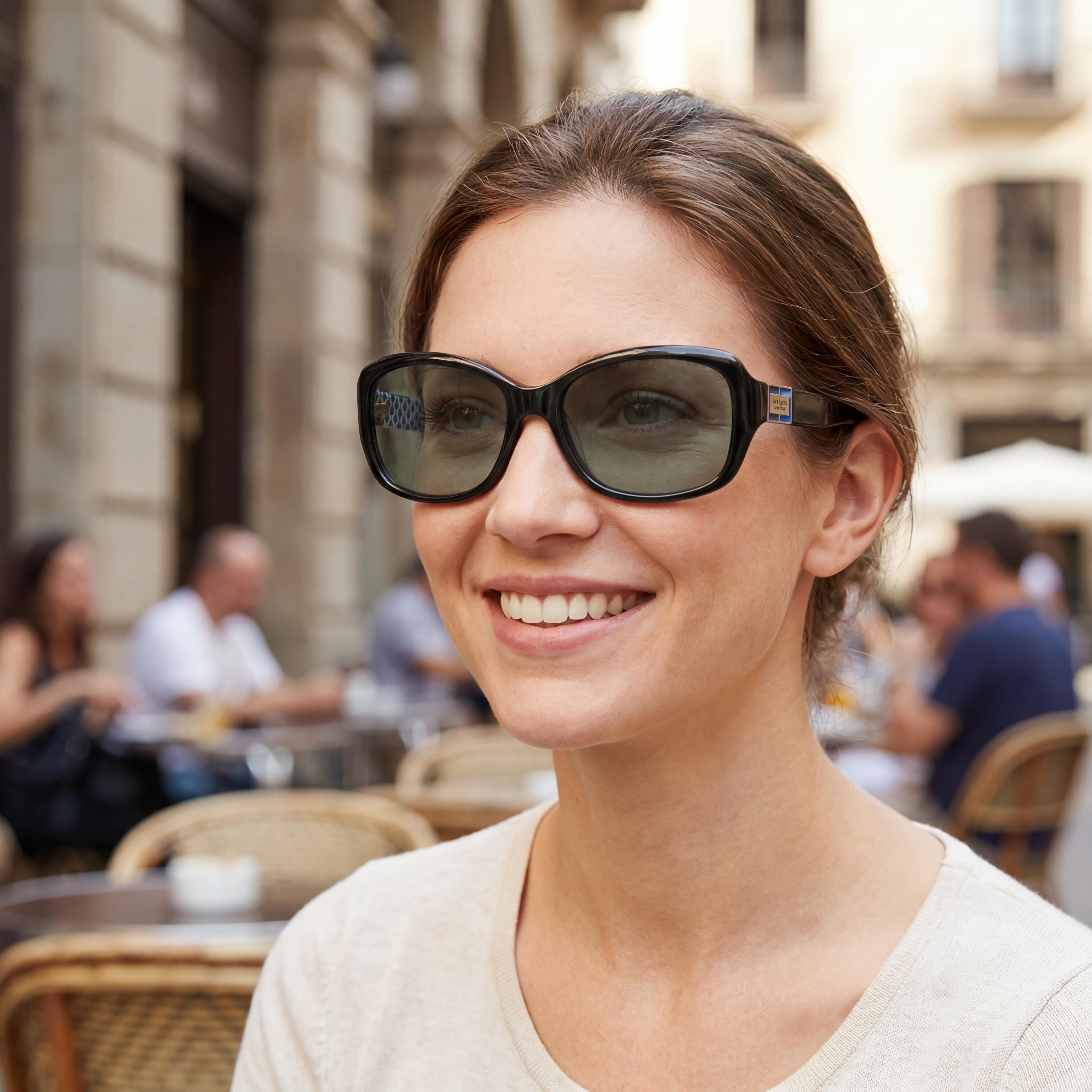 kate spade new york Annika/P/S Gafas de sol de mariposa polarizadas de acetato para mujer 100% UV, montura negra y azul, lente gris 56 mm, Photo 6