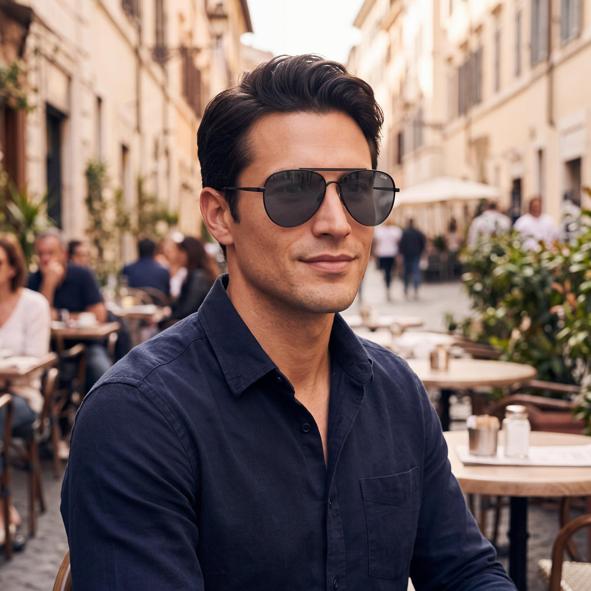 Gafas de sol para hombre QUAY AUSTRALIA Free Fall, metal negro/ahumado, polarizadas, con protección UV, 60 mm, Photo 6