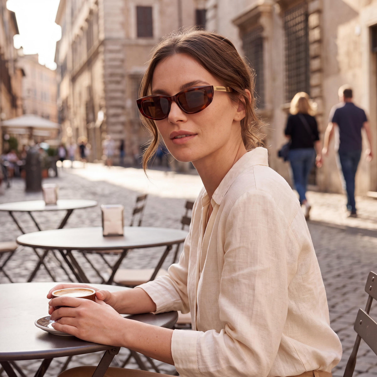 Gafas de sol de plástico Max & Co. MO0125 estilo informal para mujer, Havana oscuro, talla 56-17-140, Photo 4