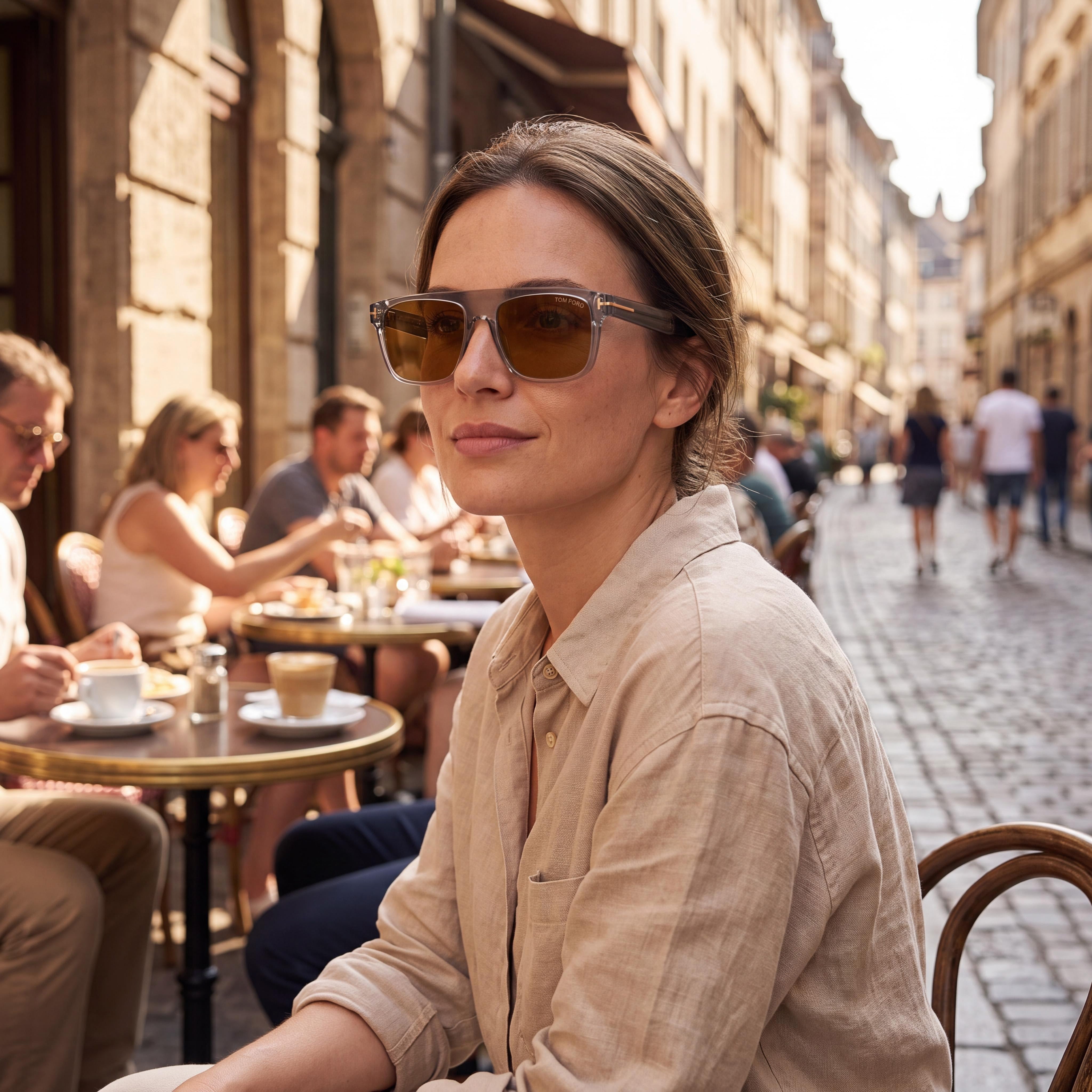 Gafas de sol Tom Ford FT0999 PHILIPPE-02 unisex con montura de plástico pantografiado gris transparente y lentes marrones sin polarizar con protección UV de 58 mm, Photo 6