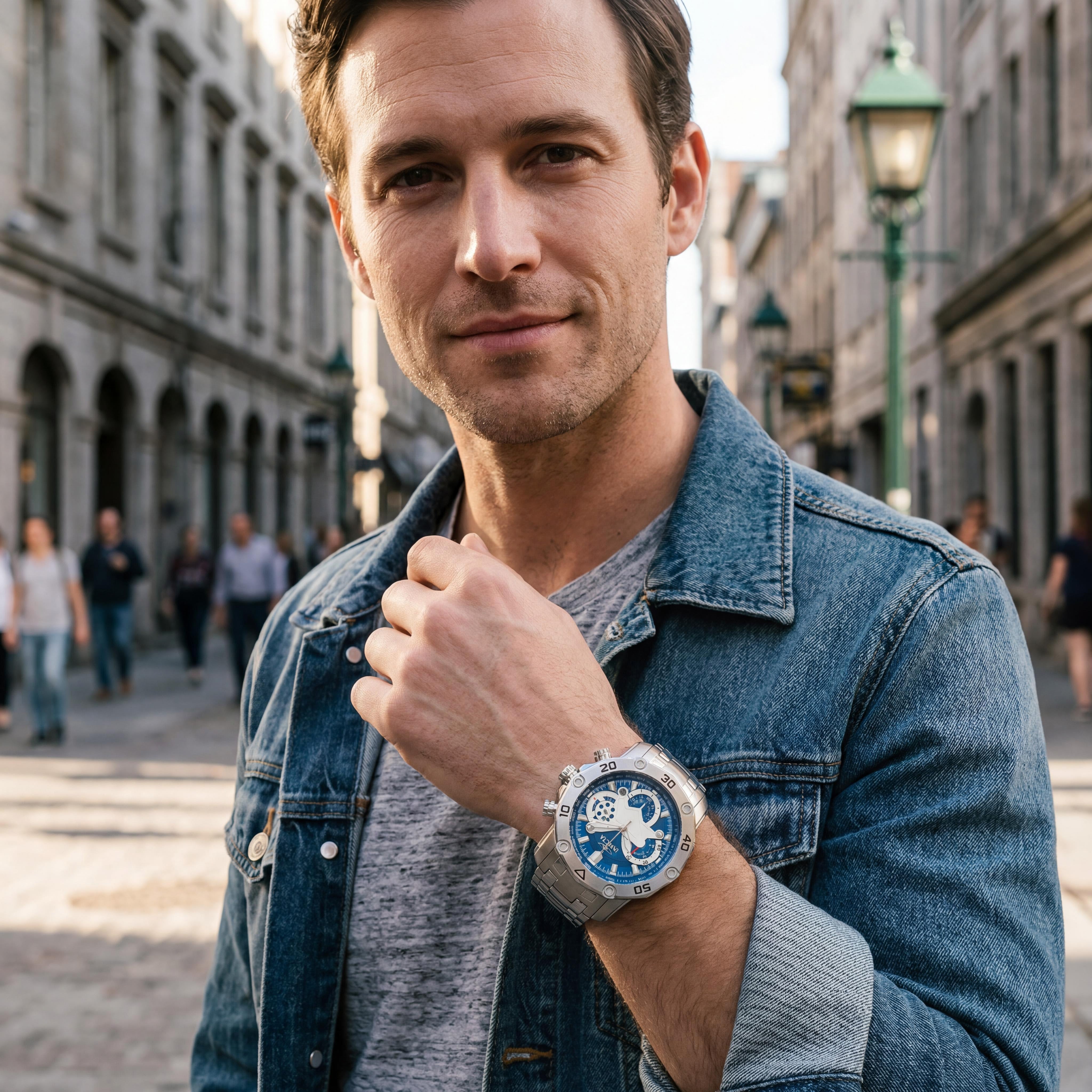 Invicta Diver 22764 Chronograph Men's Quartz Silver Stainless Steel Blue Dial Flame Fusion Crystal Watch 49mm, Photo 5