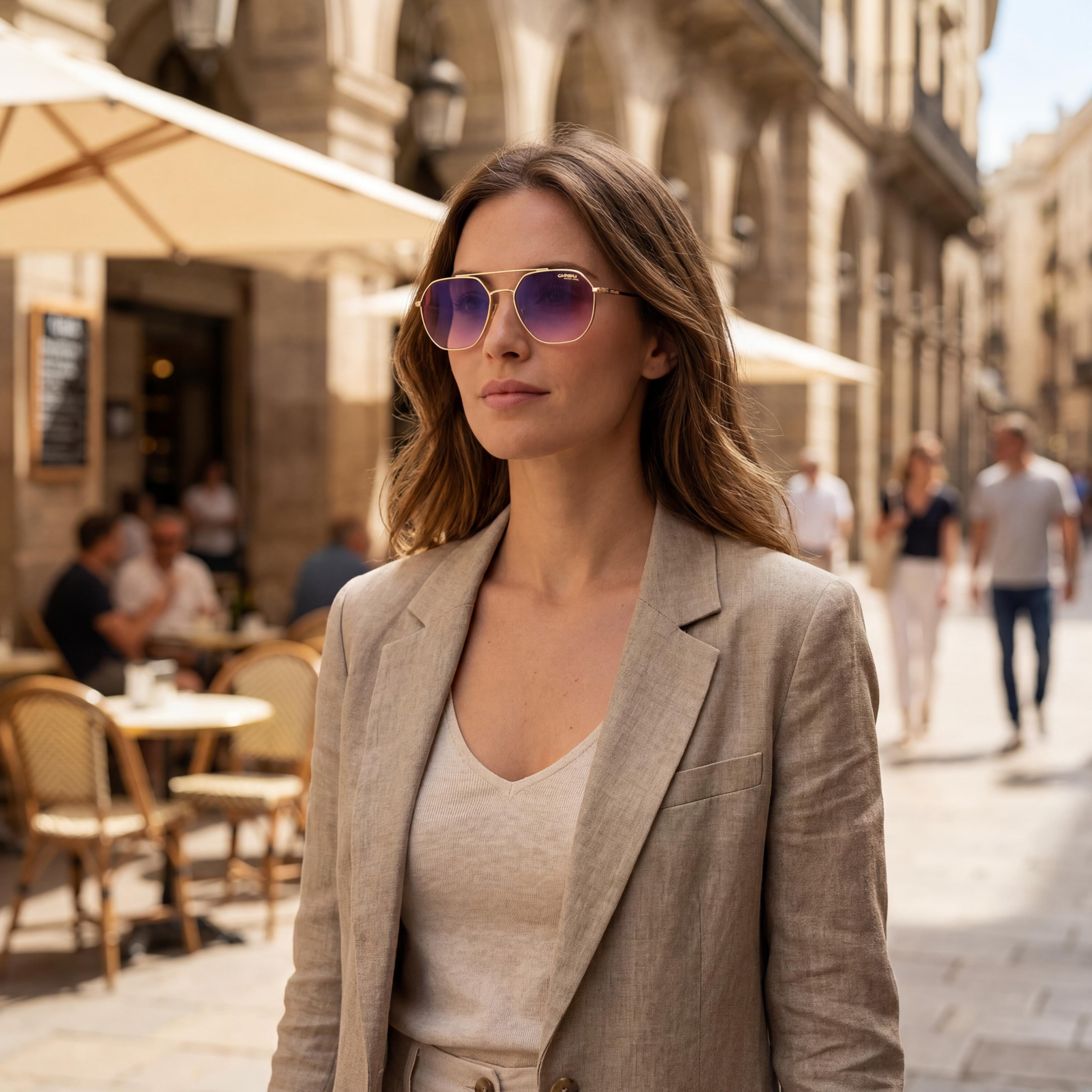 Carrera 303/S Unisex Black Gold Metal Frame Blue Shaded Red Polycarbonate Non-Polarized 53mm Sunglasses, Photo 5