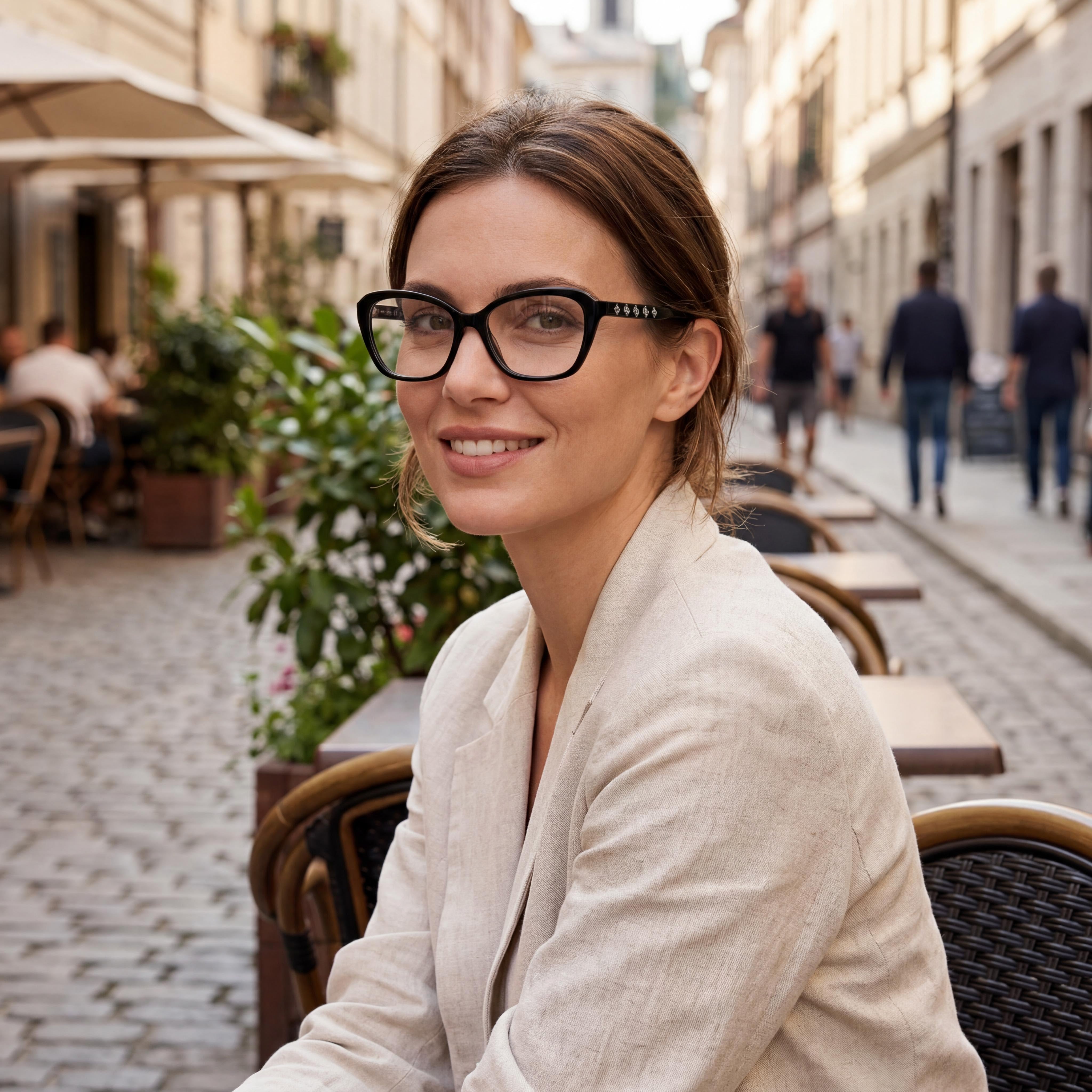 Guess GU50115 Shiny Black Rectangle Eyeglasses for Women, Acetate 54mm, Photo 5