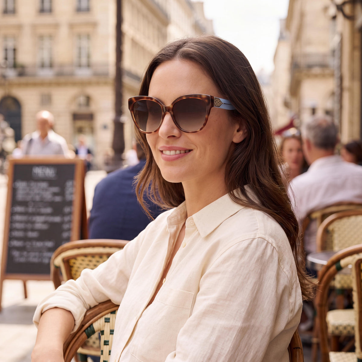 kate spade new york Gafas de sol de temporada para mujer con montura de plástico azul habana y marrón, lentes azul habana, protección UV, no polarizadas, 57 mm, Photo 6