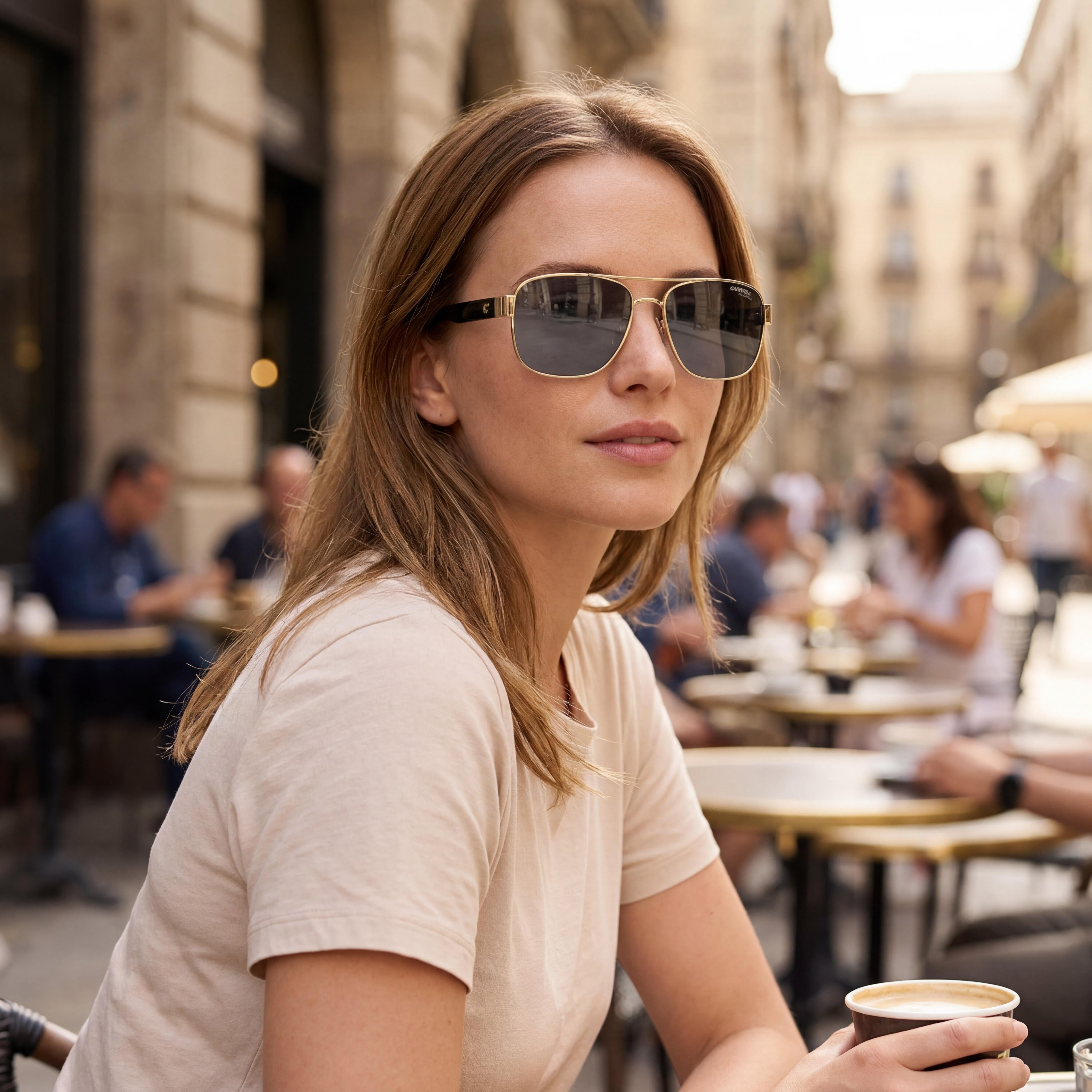 Carrera Women's 3042/S Rectangular Acetate Gold Black Frame Grey UV Protection Sunglasses 58mm, Photo 5