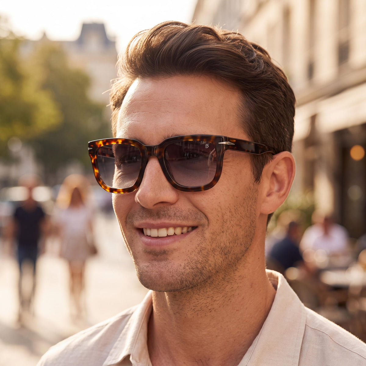Gafas de sol David Beckham informales de acetato havana para hombre con lentes UV 400 no polarizadas gris oscuro de 52 mm, Photo 5