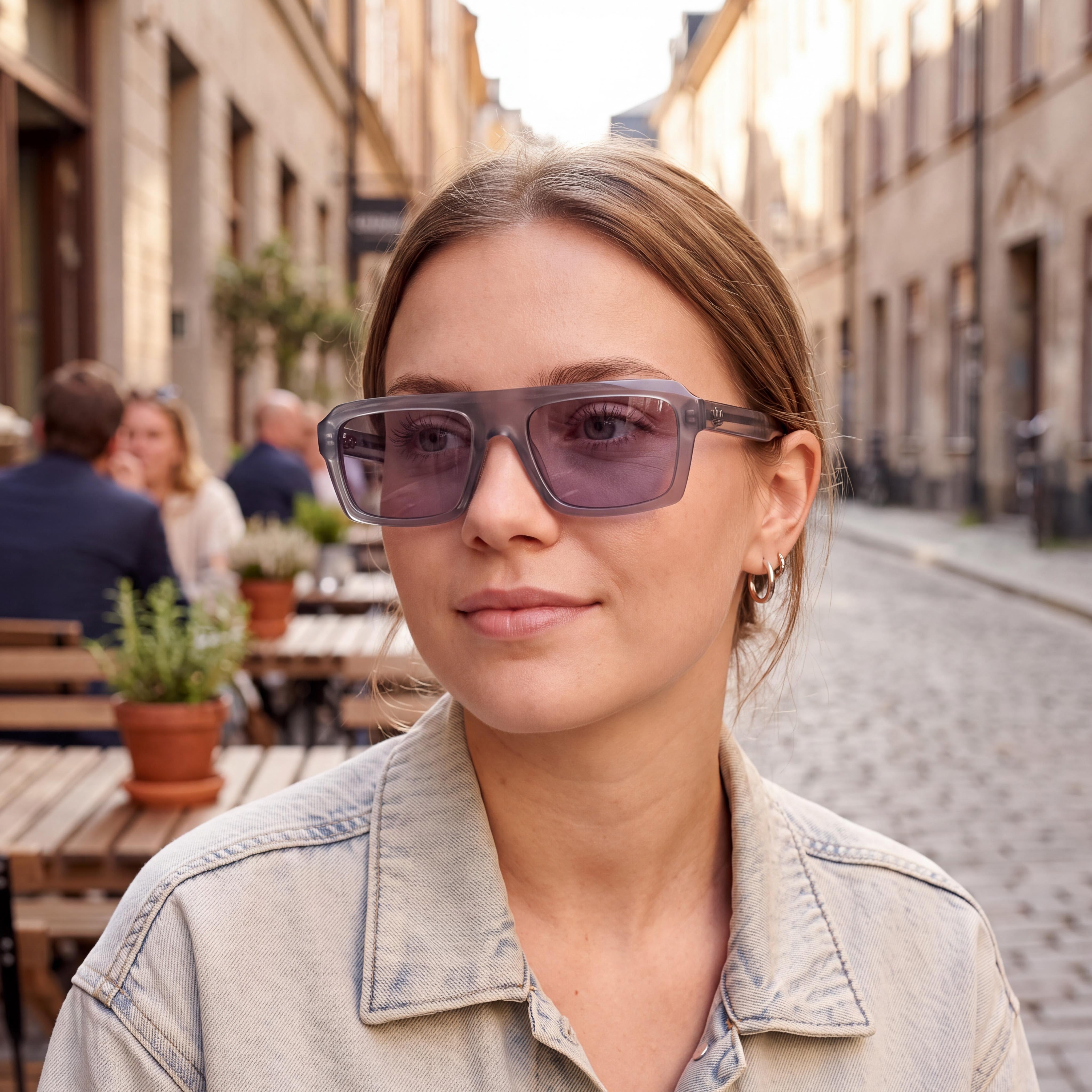 adidas Originals Classic Unisex Shiny Grey Plastic Purple Lens 100% UVA & UVB Protection Non-Polarized 55mm Sunglasses, Photo 6