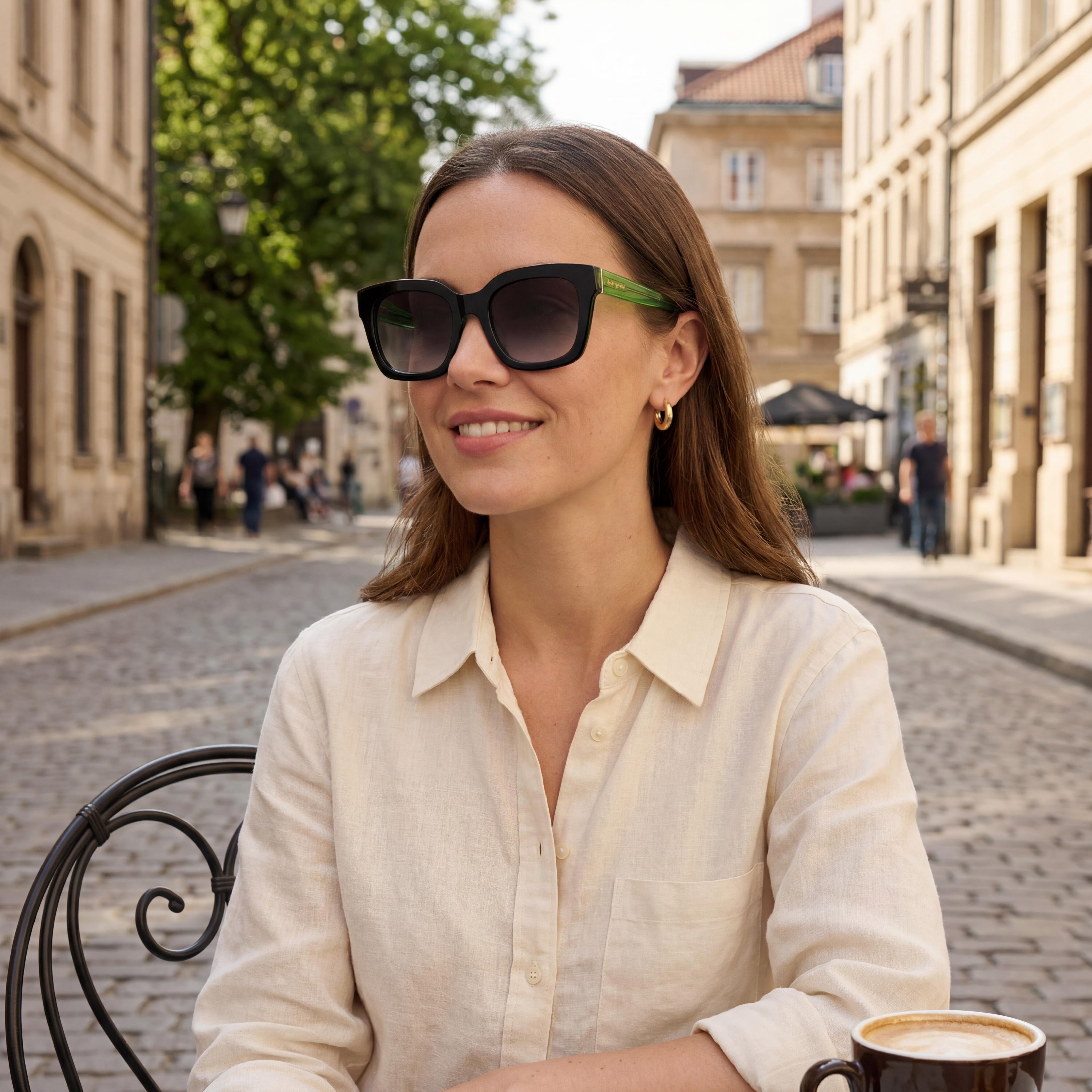 Kate Spade New York Black Green Rectangle Sunglasses for Women, 50mm, Photo 6