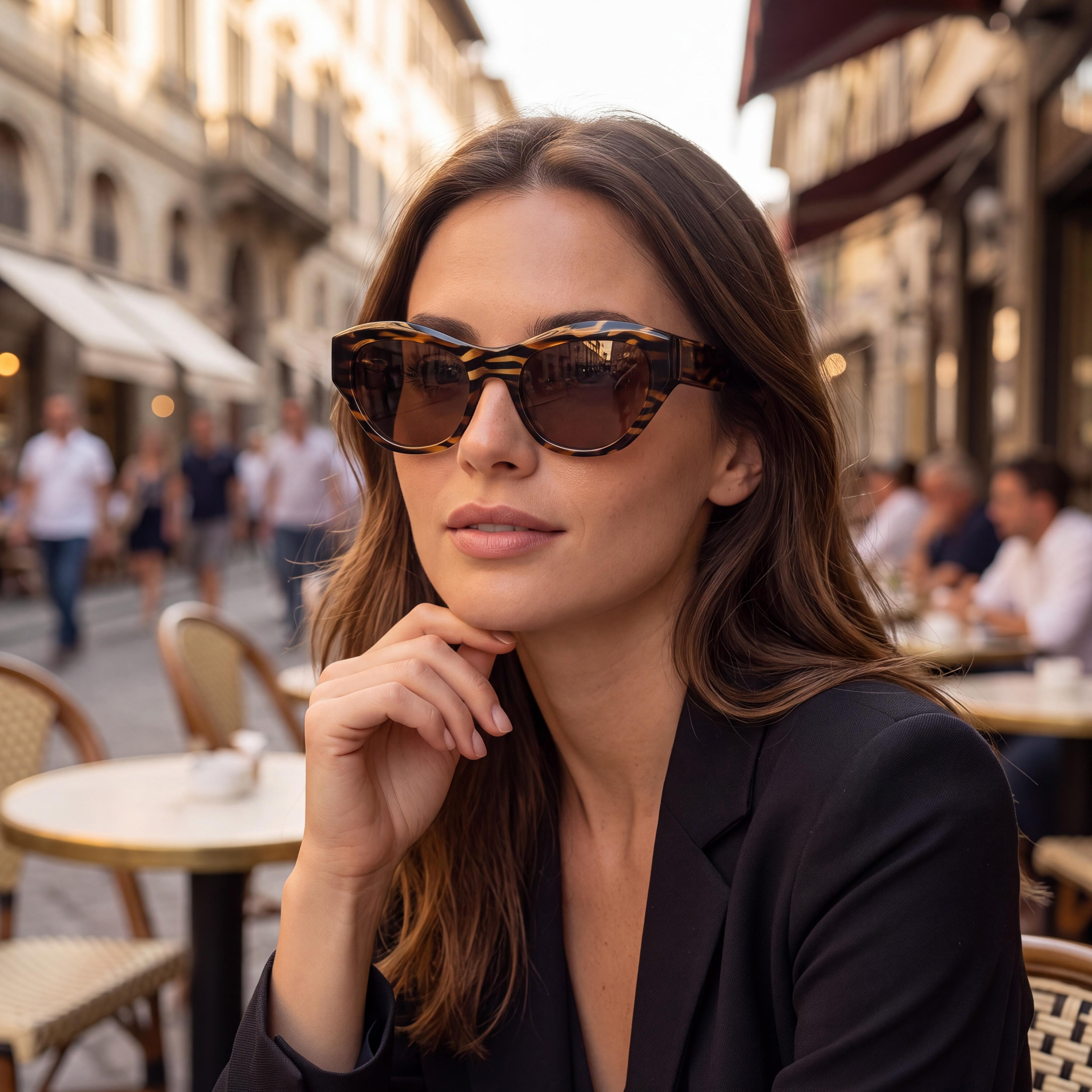 Donna Karan Do517s Women's Crystal Brown Horn Plastic Frame Solid Brown Lenses UV Protection Sunglasses 54mm, Photo 6
