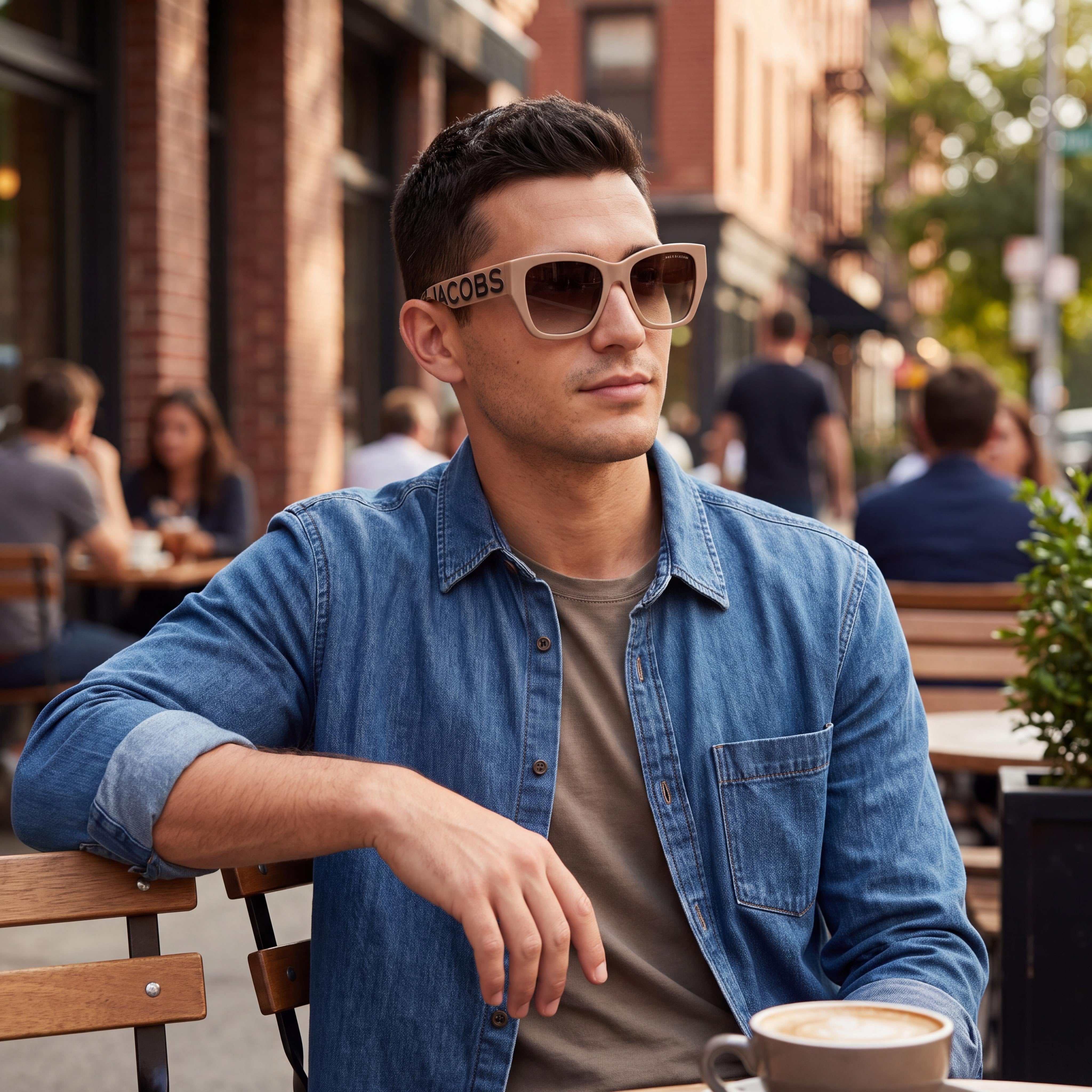 Marc Jacobs MARC 695/S Men's Nude Brown Acetate Square Brown Shaded Non-Polarized UV Protection Sunglasses 55mm, Photo 4