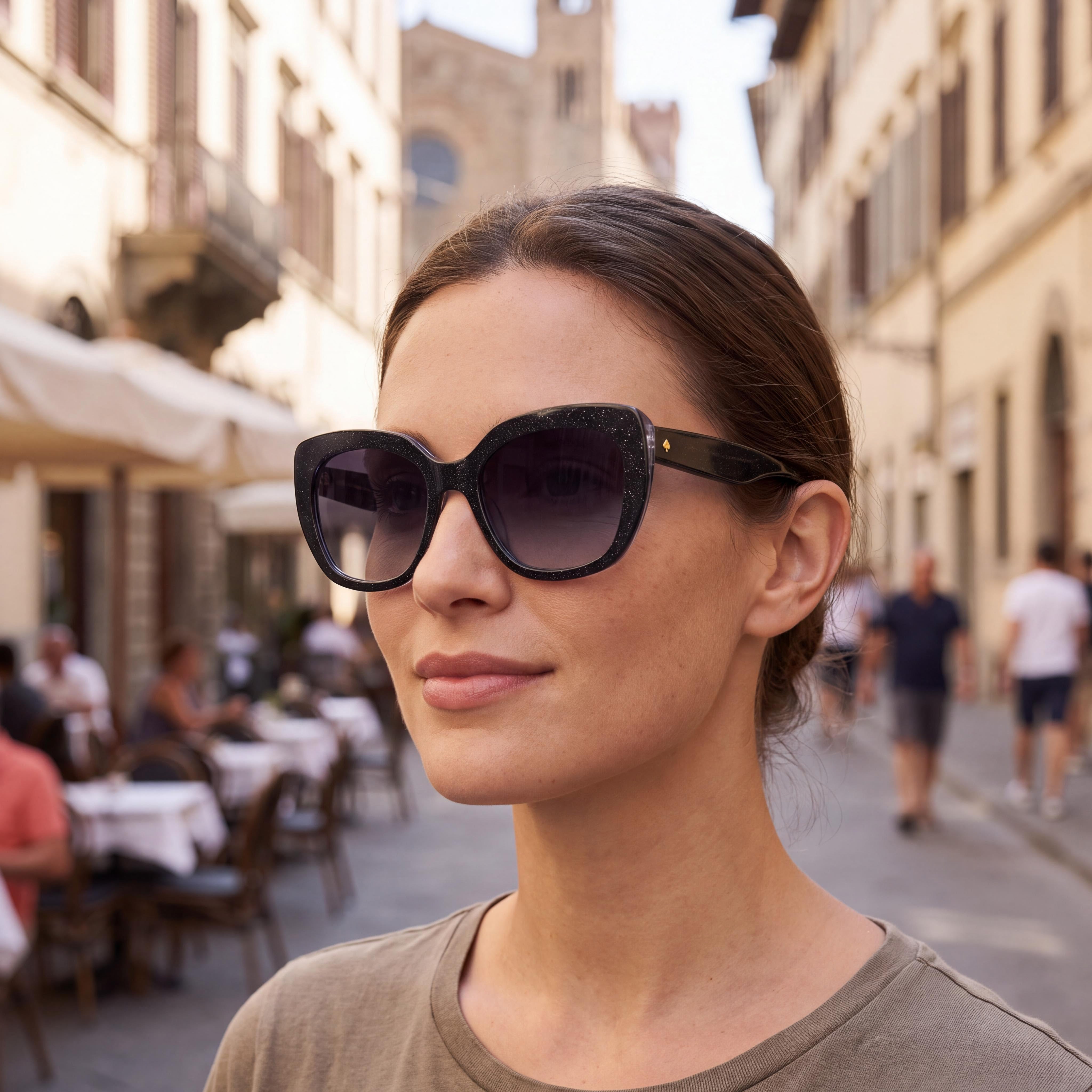 kate spade new york Winslet/G/S Unisex Black Plastic Sunglasses with Dark Grey Shaded Non-Polarized UV Protection Lenses 55mm, Photo 3