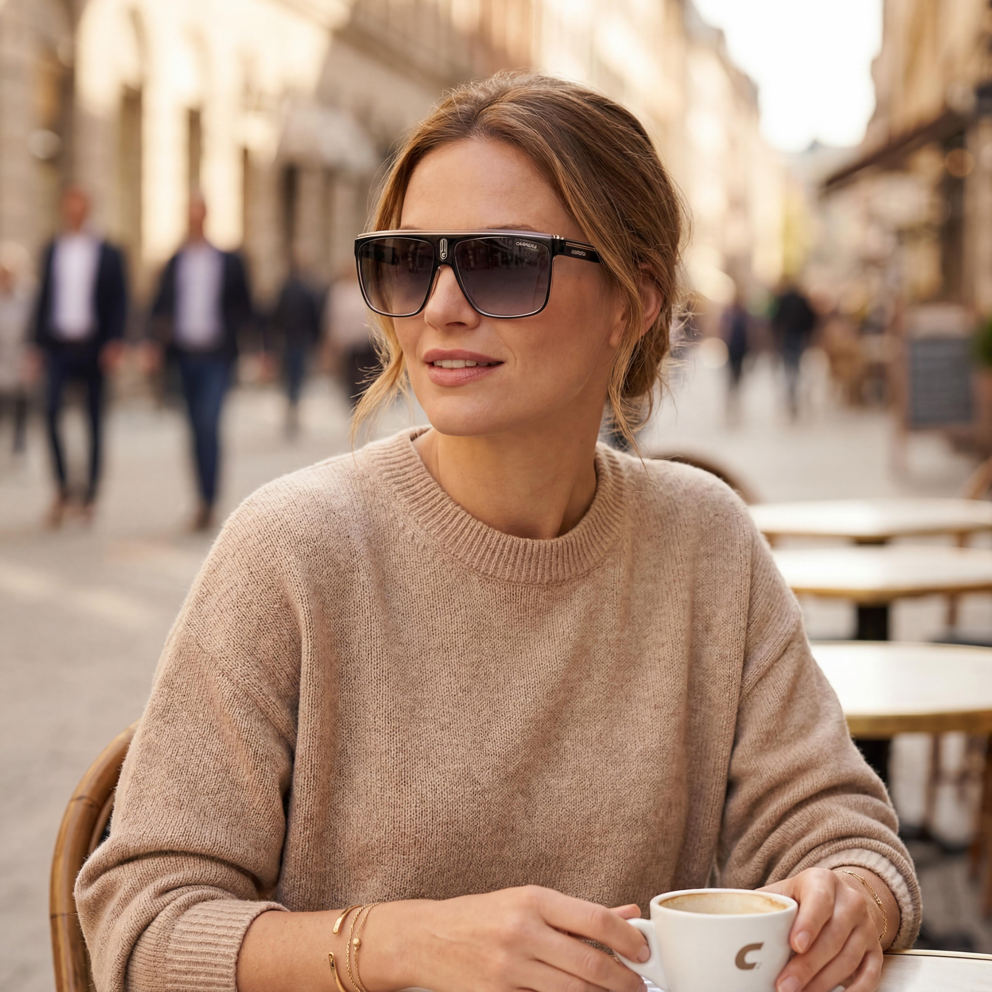 Carrera 22/N Unisex Black White Grey Shaded Polyamide Wraparound UV Protection Sunglasses 63mm, Photo 6