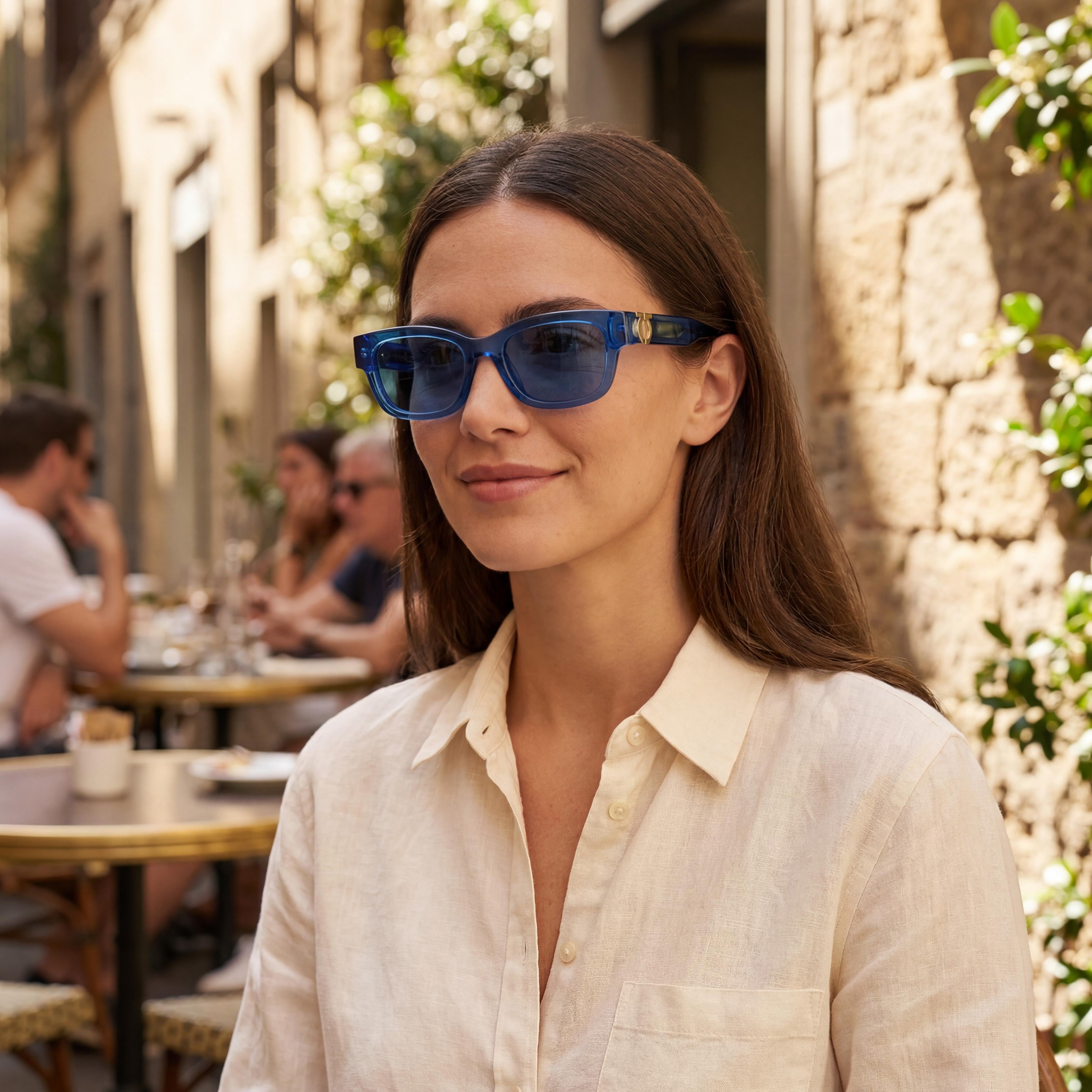 Ferragamo Sf2067s Women's Transparent Blue Acetate UV 400 Sunglasses 52mm, Photo 6