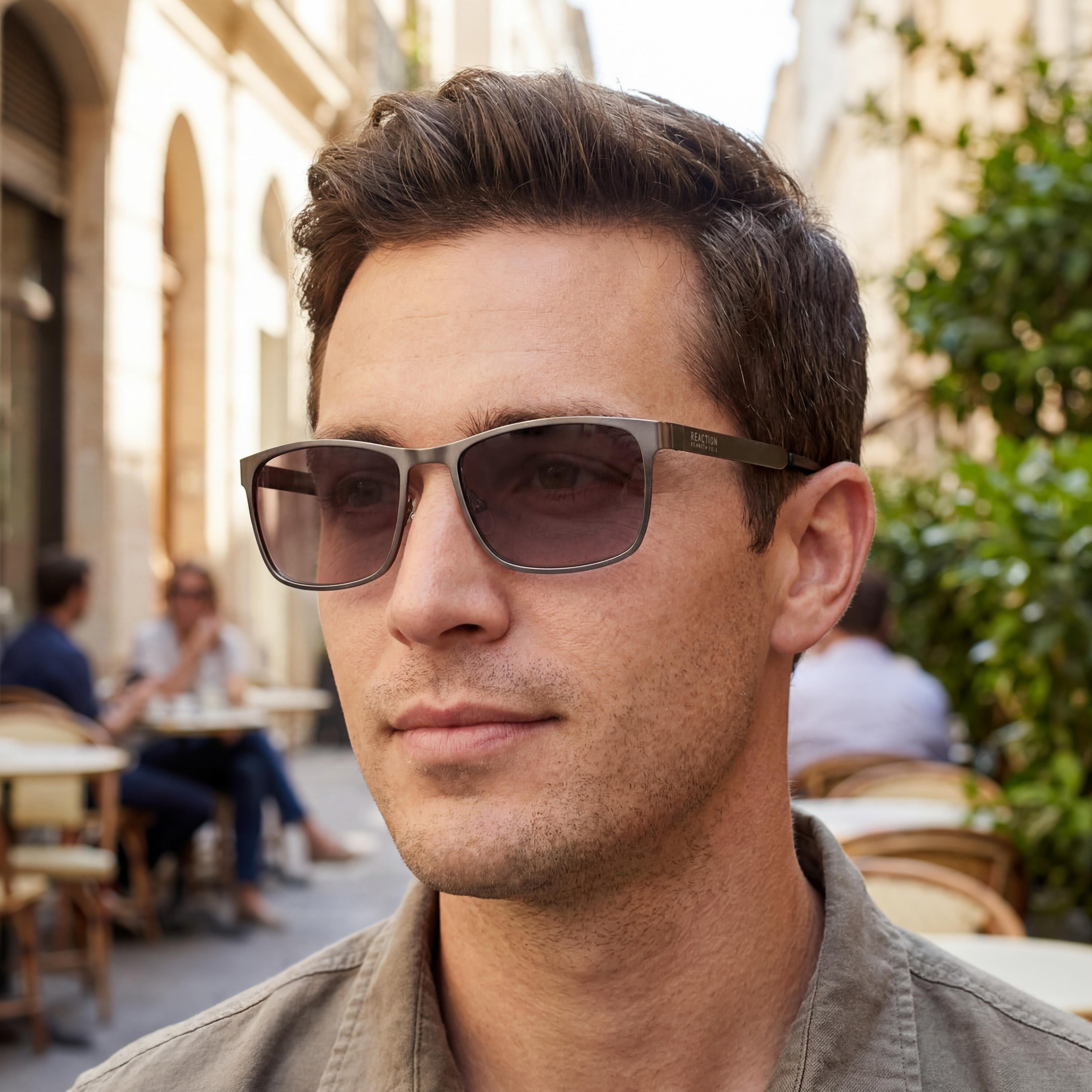 Kenneth Cole Athletic Men's Matte Gunmetal Metal Frame Sunglasses with Gradient Smoke Non-Polarized Lenses 100% UV Protection 57mm, Photo 5