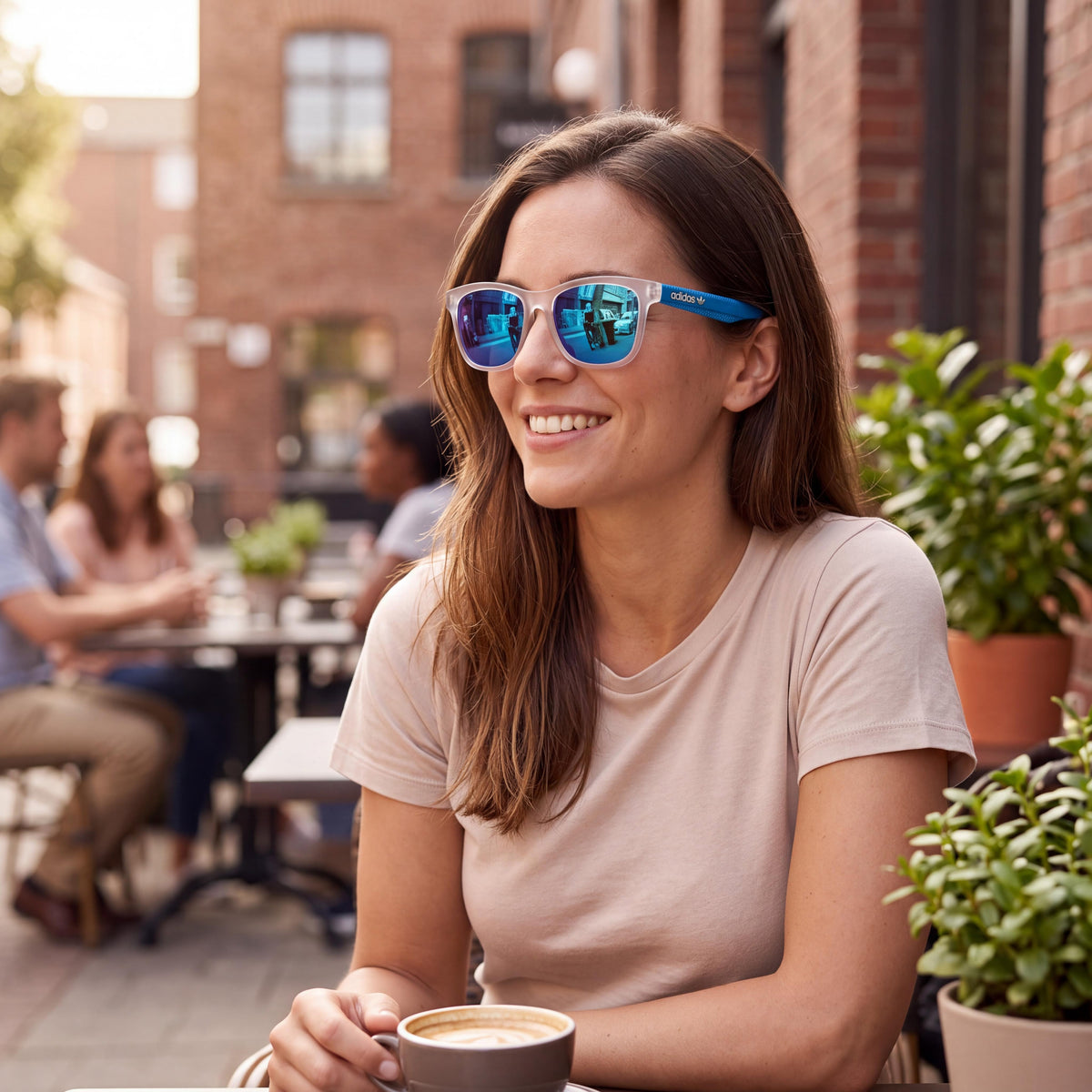 adidas Originals Or0069 Unisex Crystal Matte Light Blue Injected Frame Blue Mirror Lens 54mm UV Protected, Photo 3