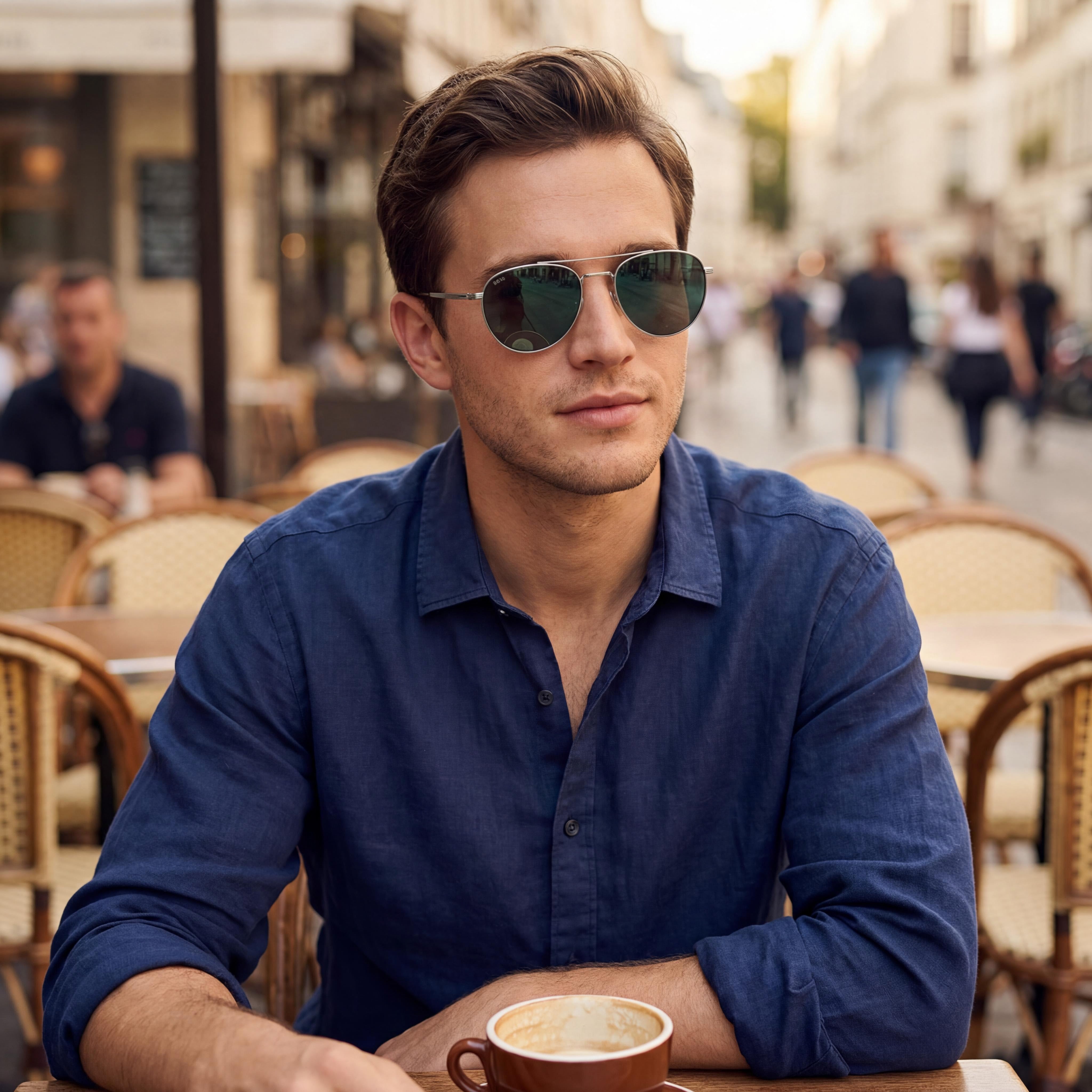 Gafas de sol Boss Ruthenium 1631 para hombre, armazón de rutenio de acero inoxidable, lentes de espejo verdes, 100% protección UV, 53 mm, Photo 6