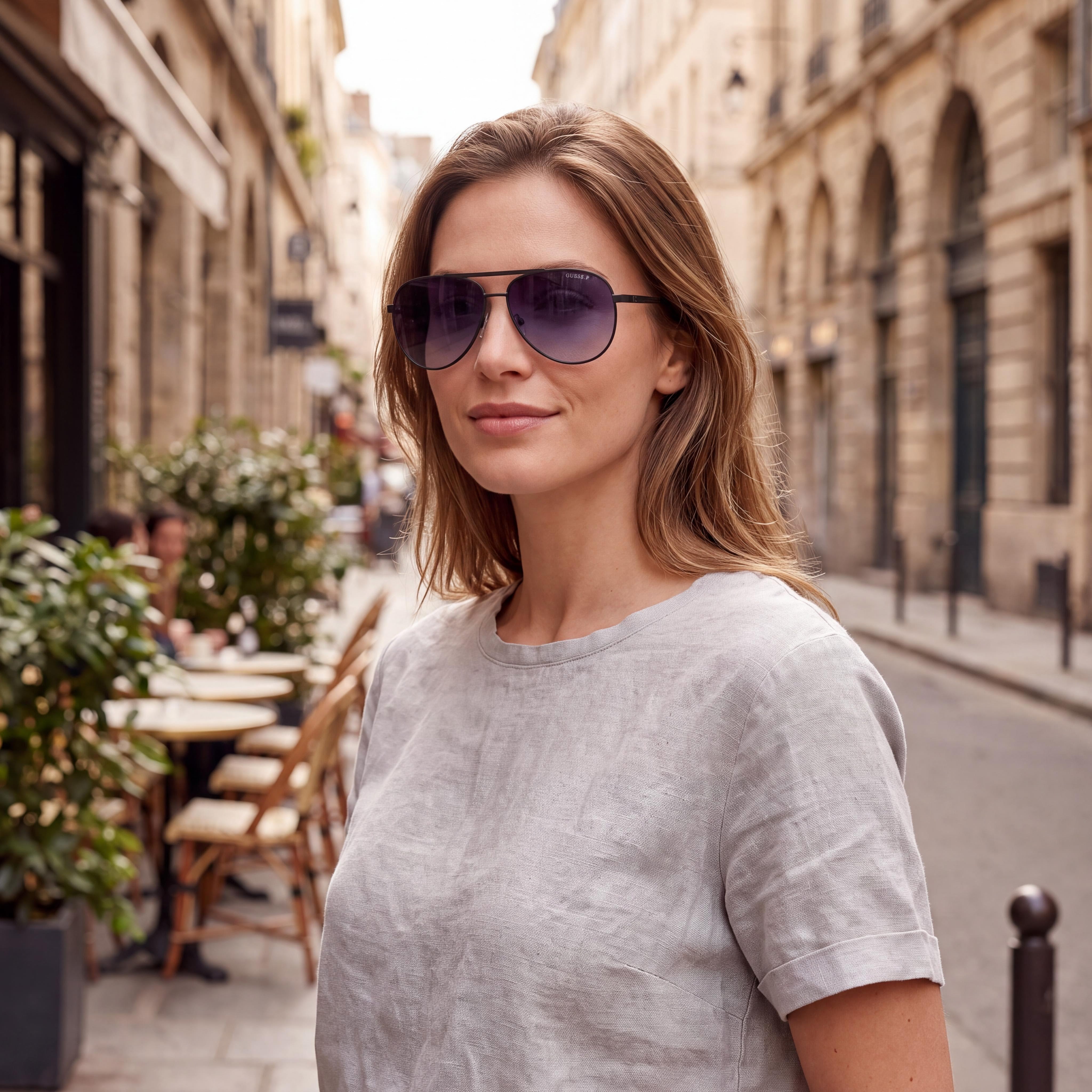 GUESS Gu00209 Unisex Sunglasses featuring a Matte Black Metal Frame and Smoke Lenses, 61mm, Photo 5