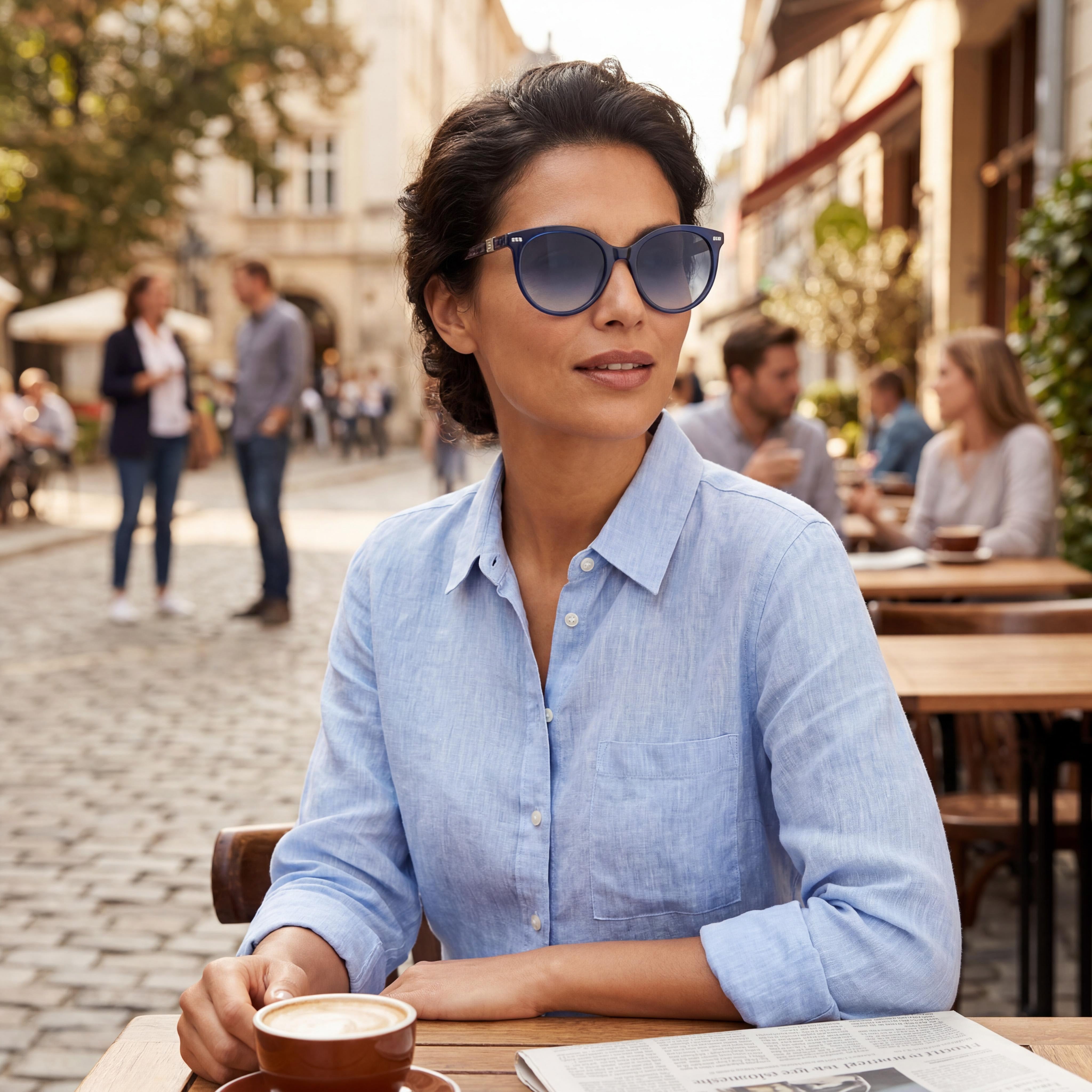 Carolina Herrera CH 0046/S Women's Transparent Dark Blue Plastic Gradient Blue UV Protected Sunglasses 56mm, Photo 4