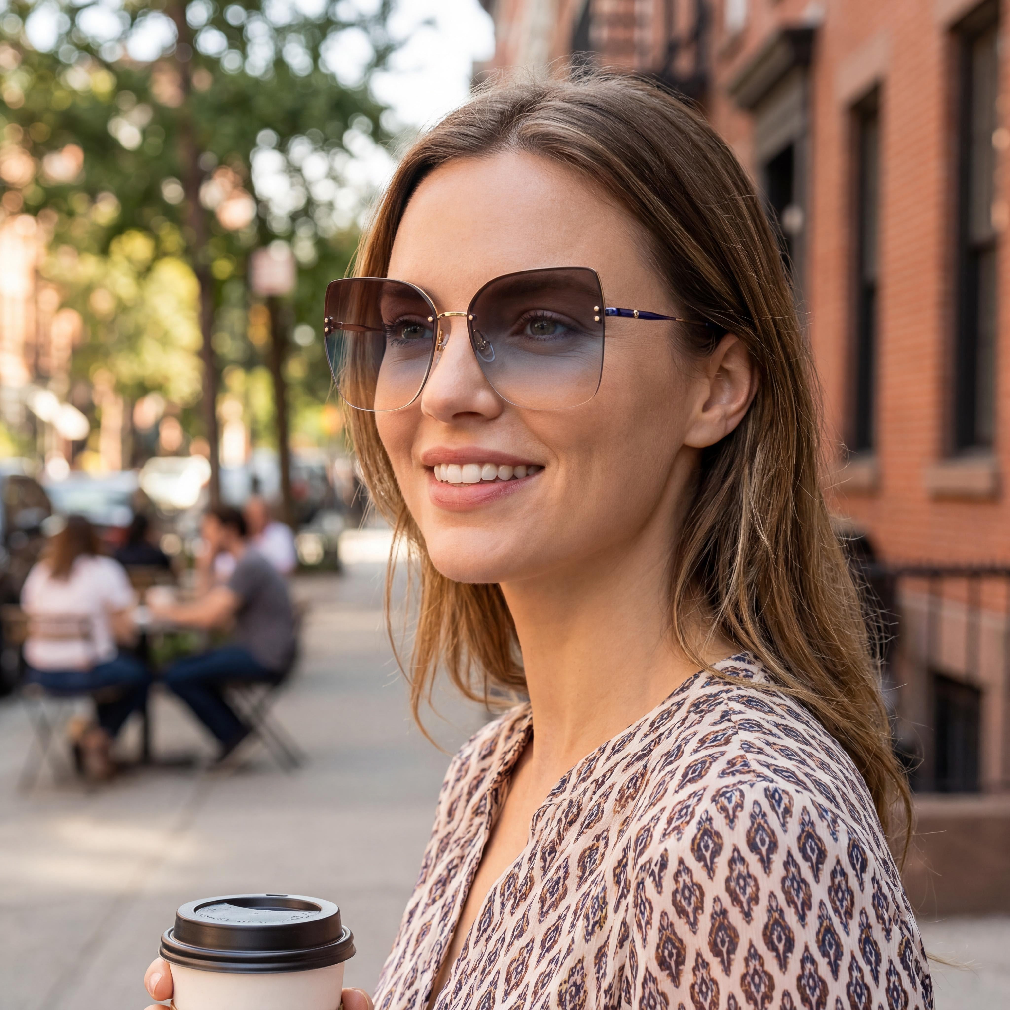 kate spade new york Ariella/G/S Women's Stainless Steel Gradient UV Sunglasses Gold Blue Brown Teal Blue Pink Shaded 58-15-140, Photo 5