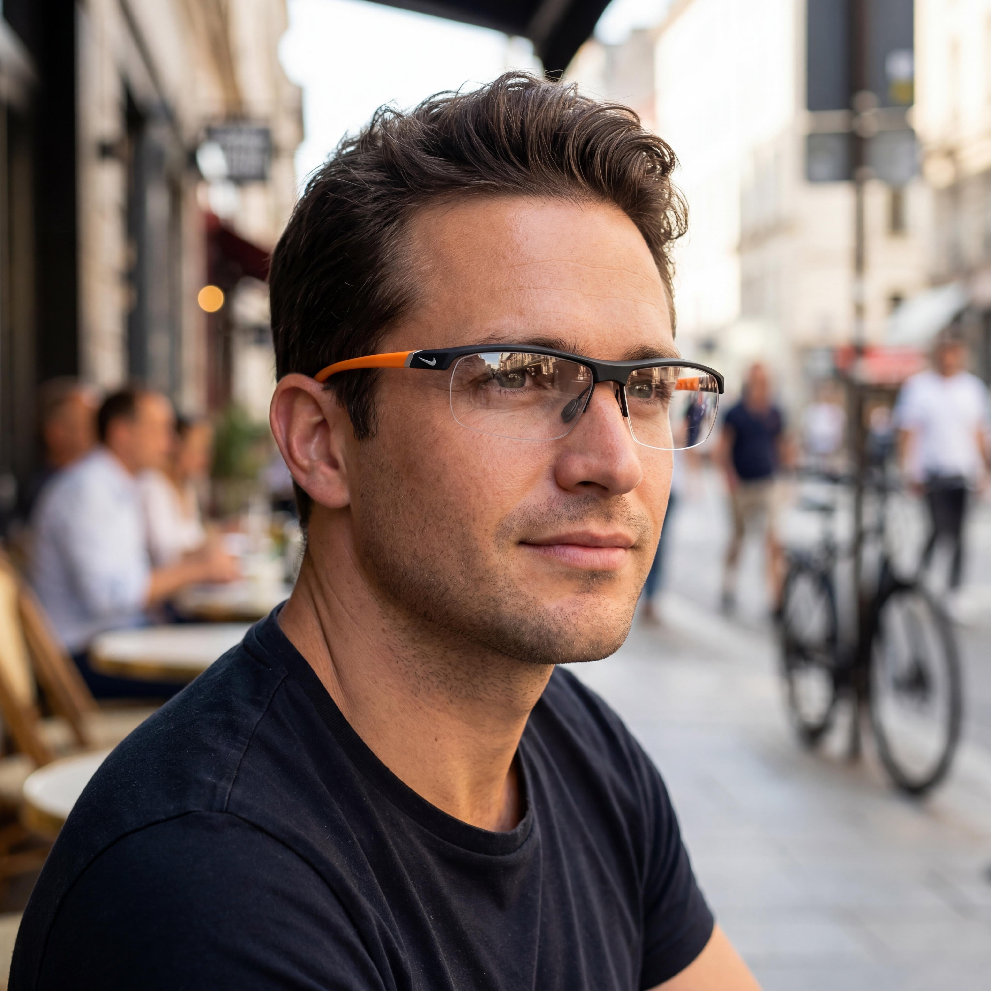 Nike 7071/2 Men's Dark Grey/Orange Plastic Prescription Ready Optical Eyeglasses, Lens Width 57, Photo 5