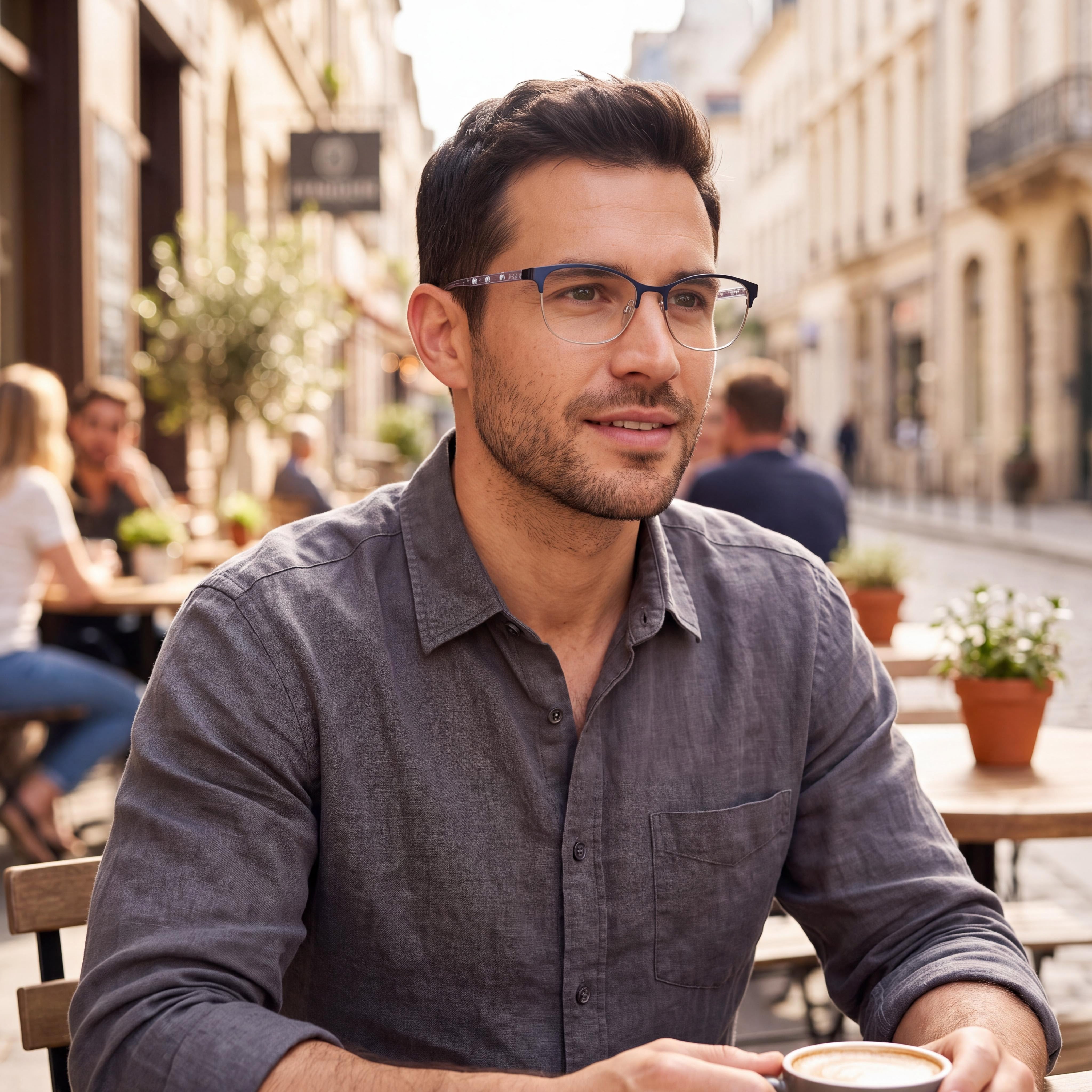 Gafas ópticas para hombre bebe Bb5226 con montura de acetato azul marino y lentes de policarbonato transparentes - Ancho de lente 51 mm, ancho de puente 16 mm, largo de patilla 135 mm, Photo 4
