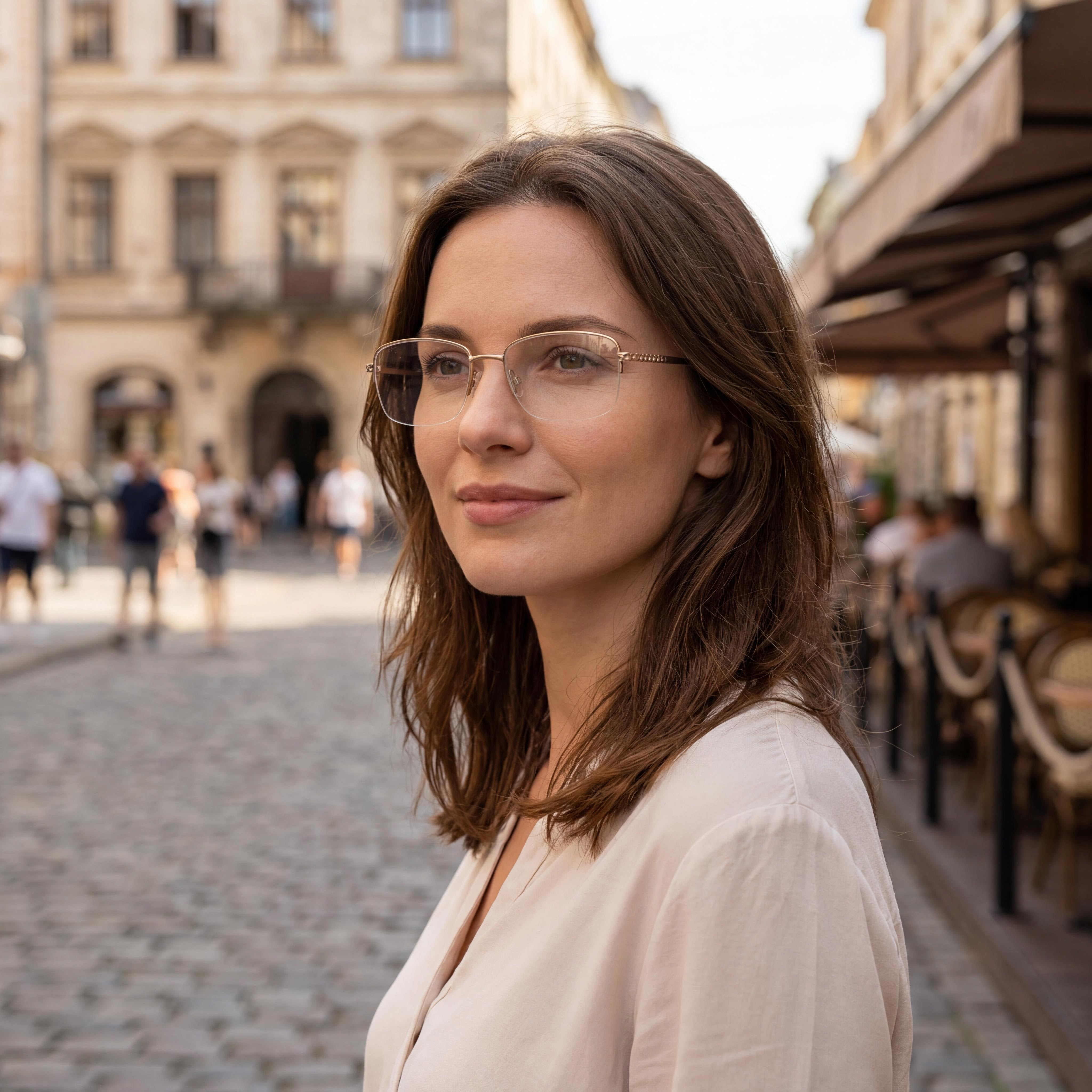 Flexon W3043 Unisex Acetate Eyewear Frames in Satin Taupe, Lens 54mm, Bridge 18mm, Temples 135mm, Photo 6