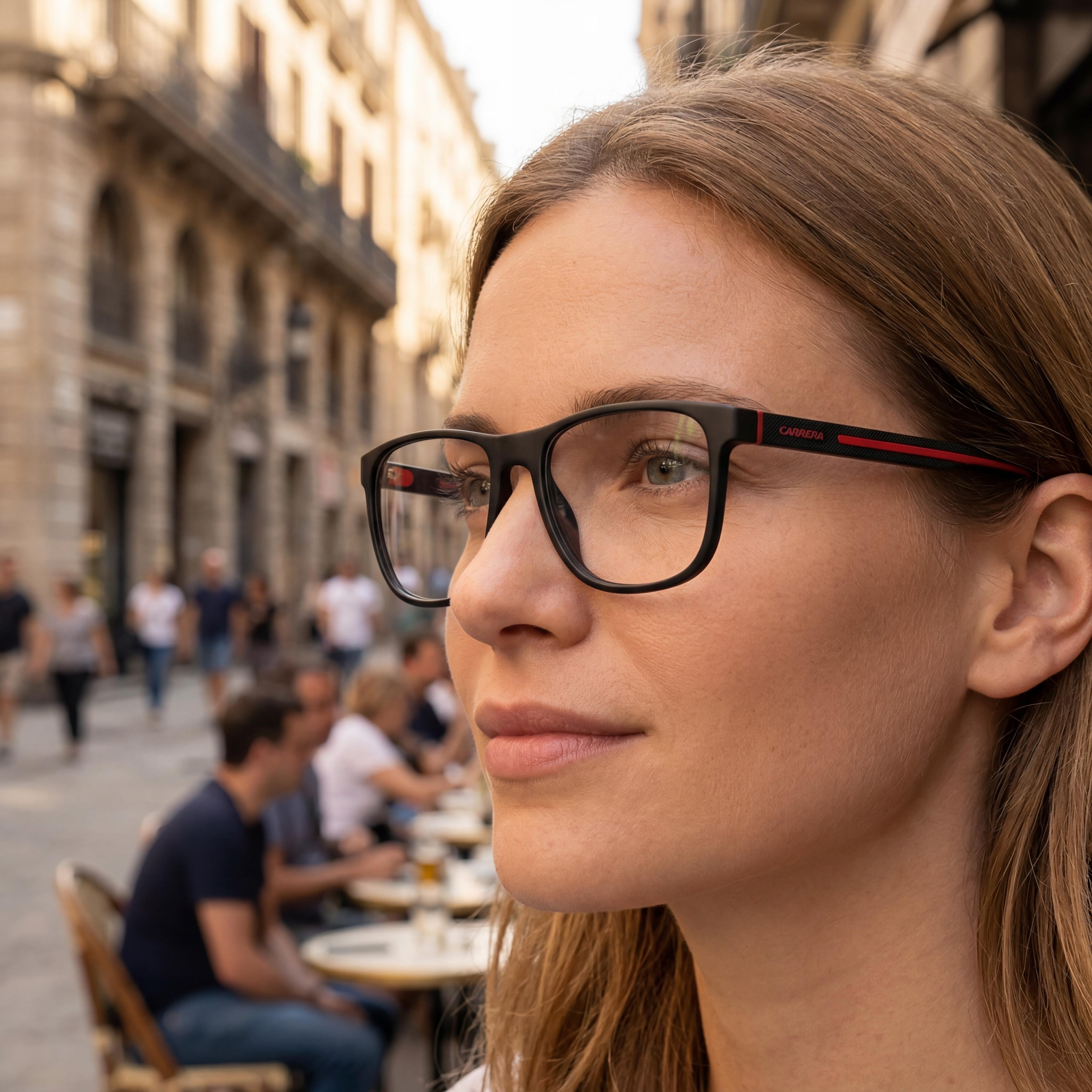 Carrera Modern Women's Sunglasses with Propionate Frame in Black Red and Polycarbonate Lenses - 55mm Lens, Photo 4