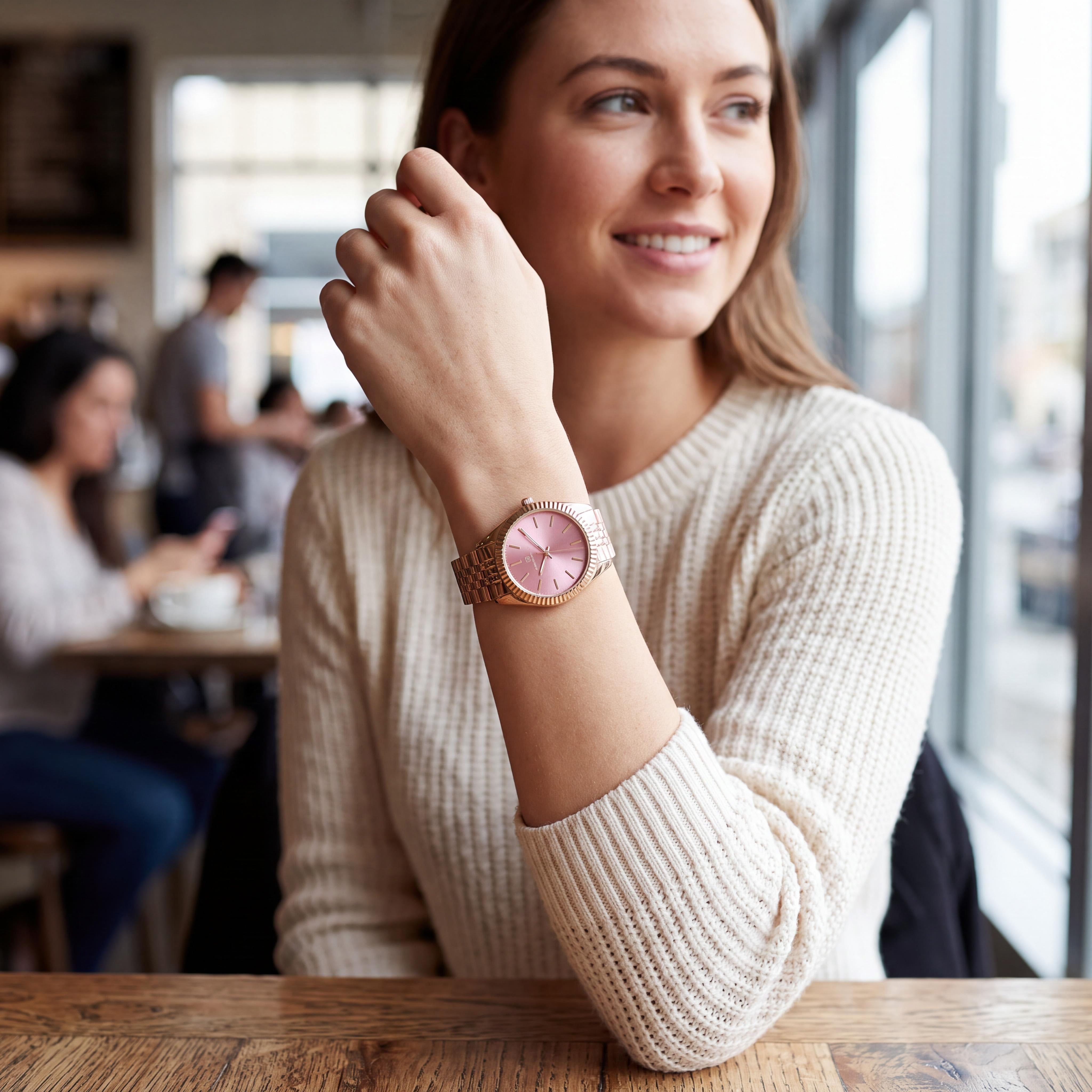 Oceanaut OC7413 Women's Quartz Movement Watch with Pink Dial, Stainless Steel Bracelet, Water Resistant, 38mm, Photo 4