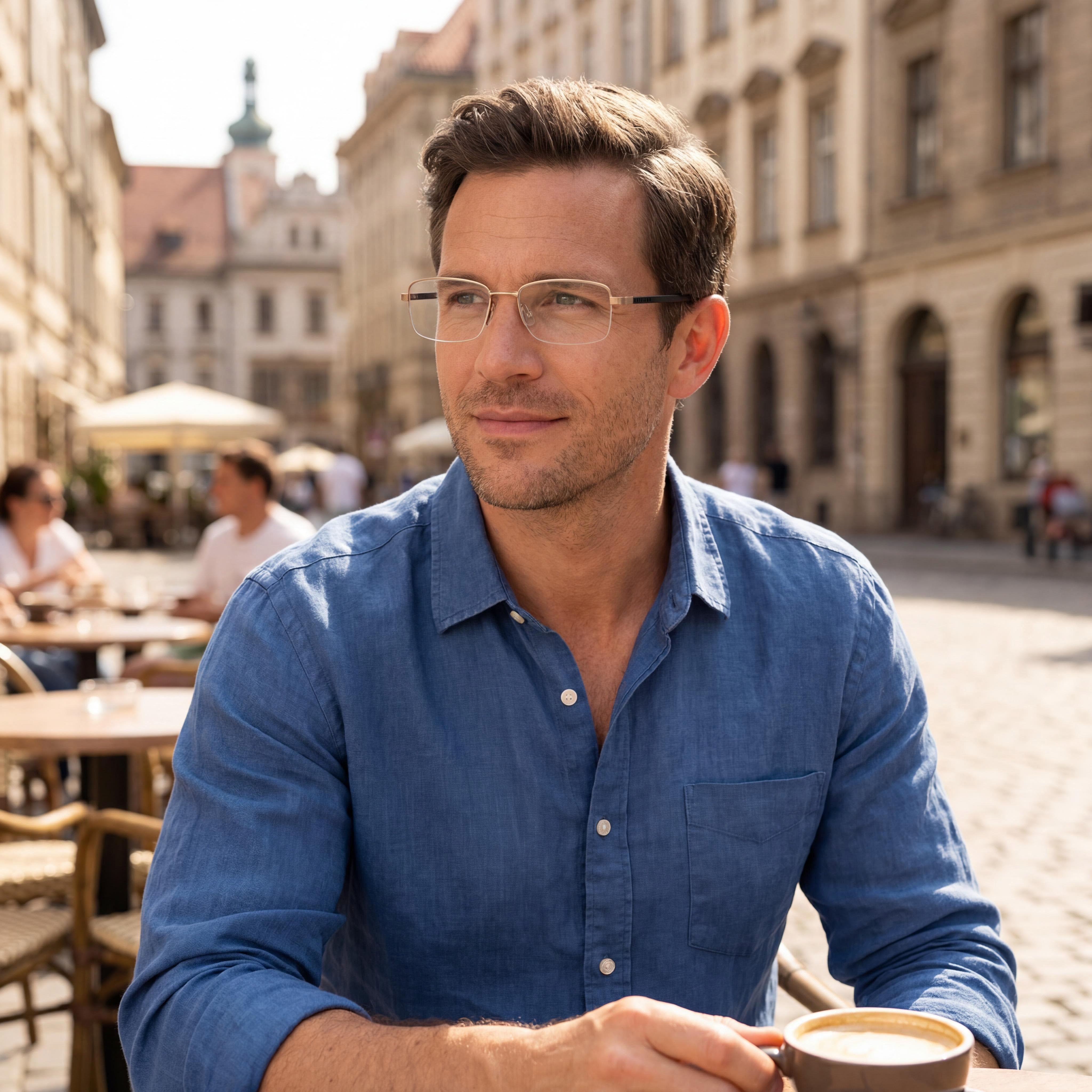 Flexon H6079 Men's Acetate Full Rim Eyeglasses Frames in Satin Taupe, 52mm Lens Width, Photo 5