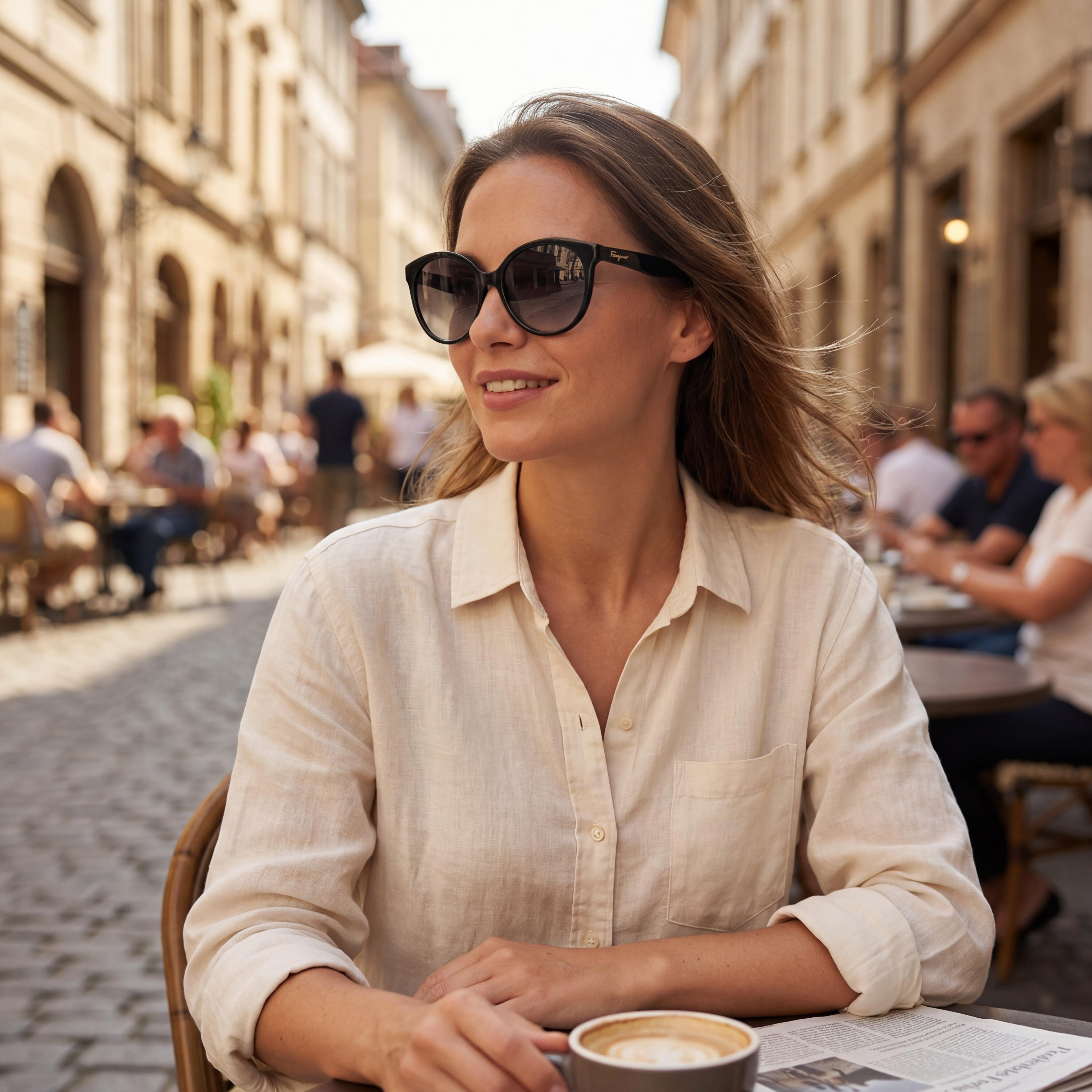 Ferragamo Sf1071s 001 Women's Black Plastic Round Grey Gradient UV Protection Sunglasses 58mm, Photo 4