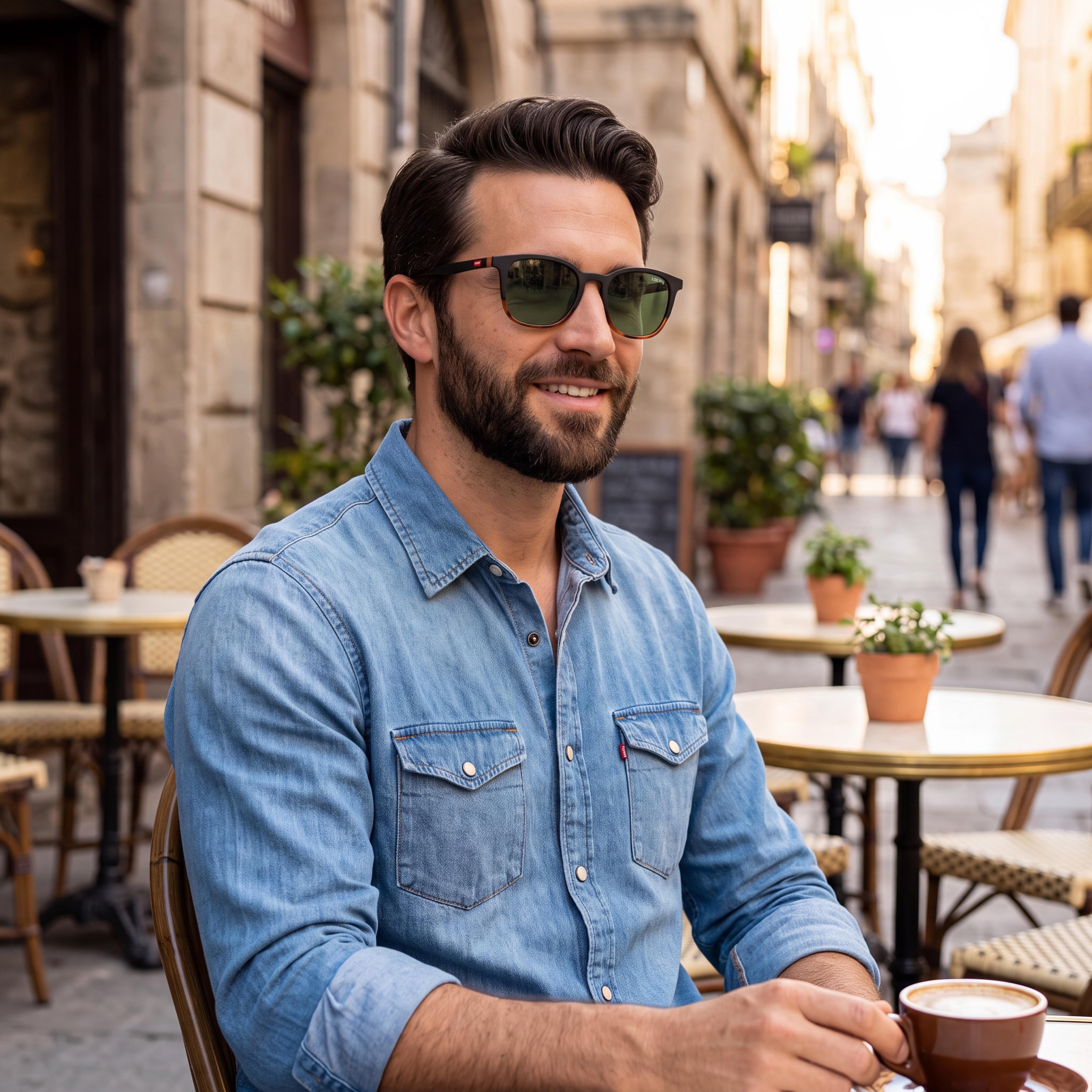 LEVI'S Modern Men's Black Havana Eco Polyamide UV Protection Sunglasses 52-20-145, Photo 6
