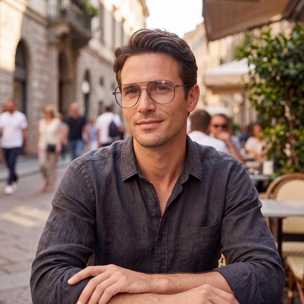 adidas Originals OR5117 MODERNO Men's Matte Gunmetal Metal Frame Eyeglasses with Polycarbonate Lenses 55-15-145, Photo 5