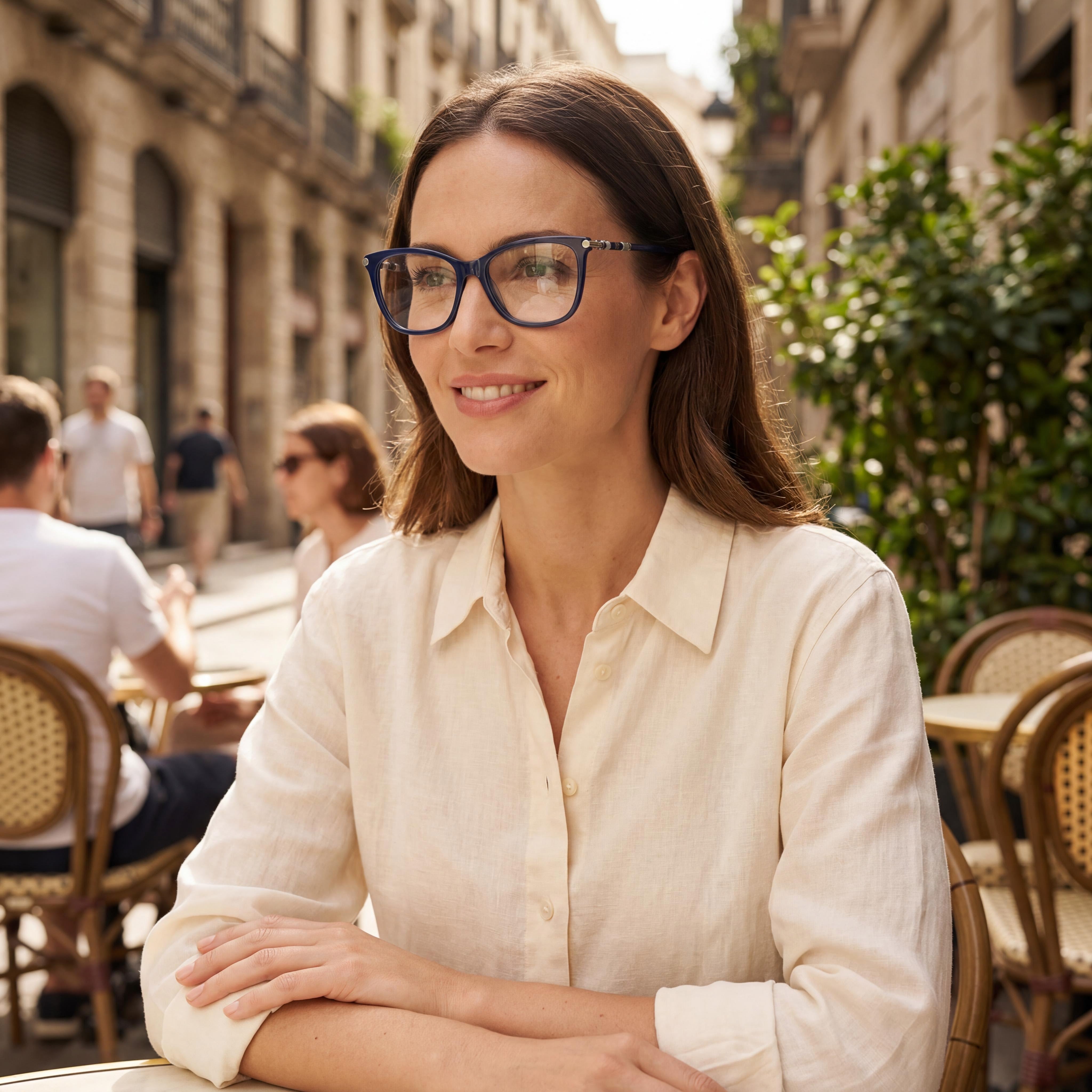 Carolina Herrera CH 0028 Women's Blue Acetate Cat Eye Polarized Sunglasses with Transparent Polycarbonate Lenses 53-18-145, Photo 4