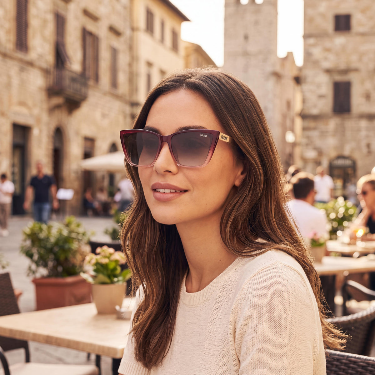 QUAY AUSTRALIA Call The Shots Women's Casual Non-Polarized Sunglasses Rouge Ombre Dark Brown Combination Frame 59mm, Photo 5