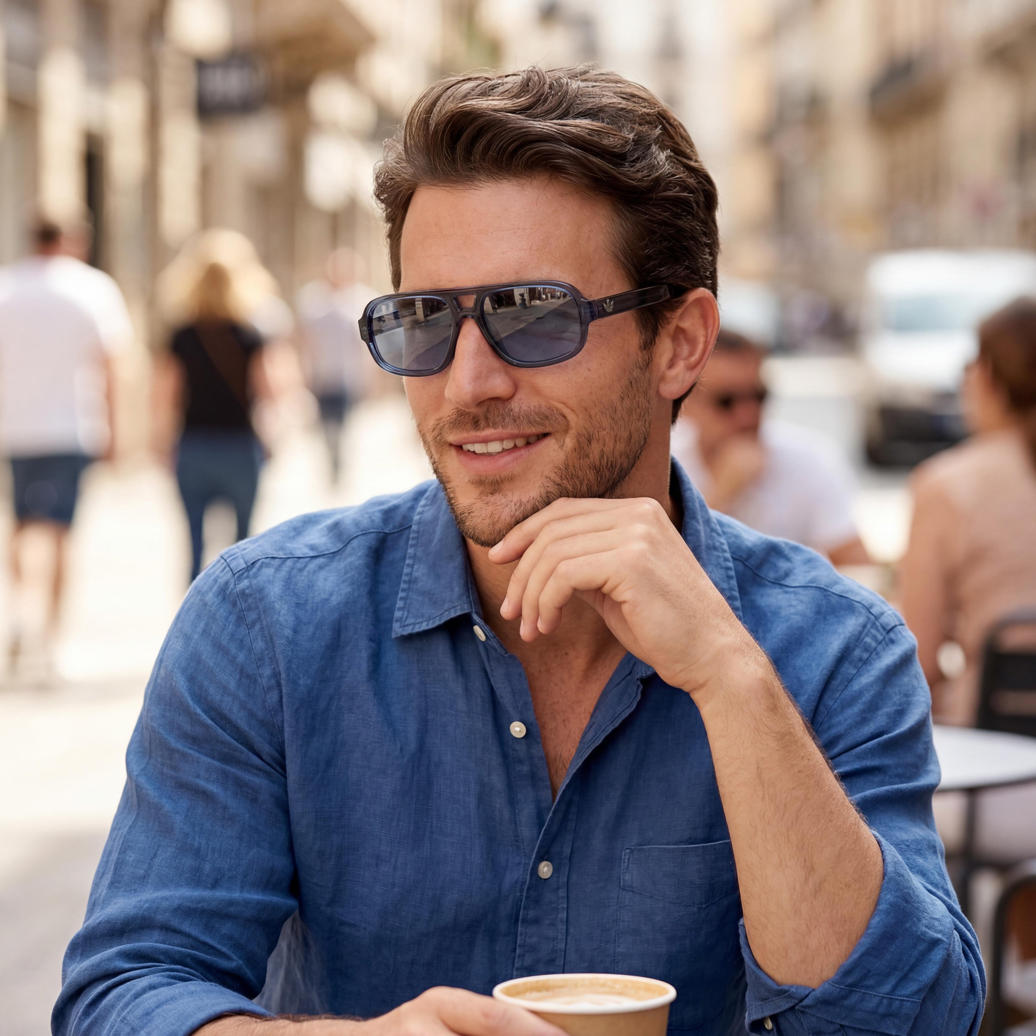 adidas Originals Or0134 Men's Blue Plastic Frame UV 400 Polycarbonate Non-Polarized Eyewear 55mm, Photo 6