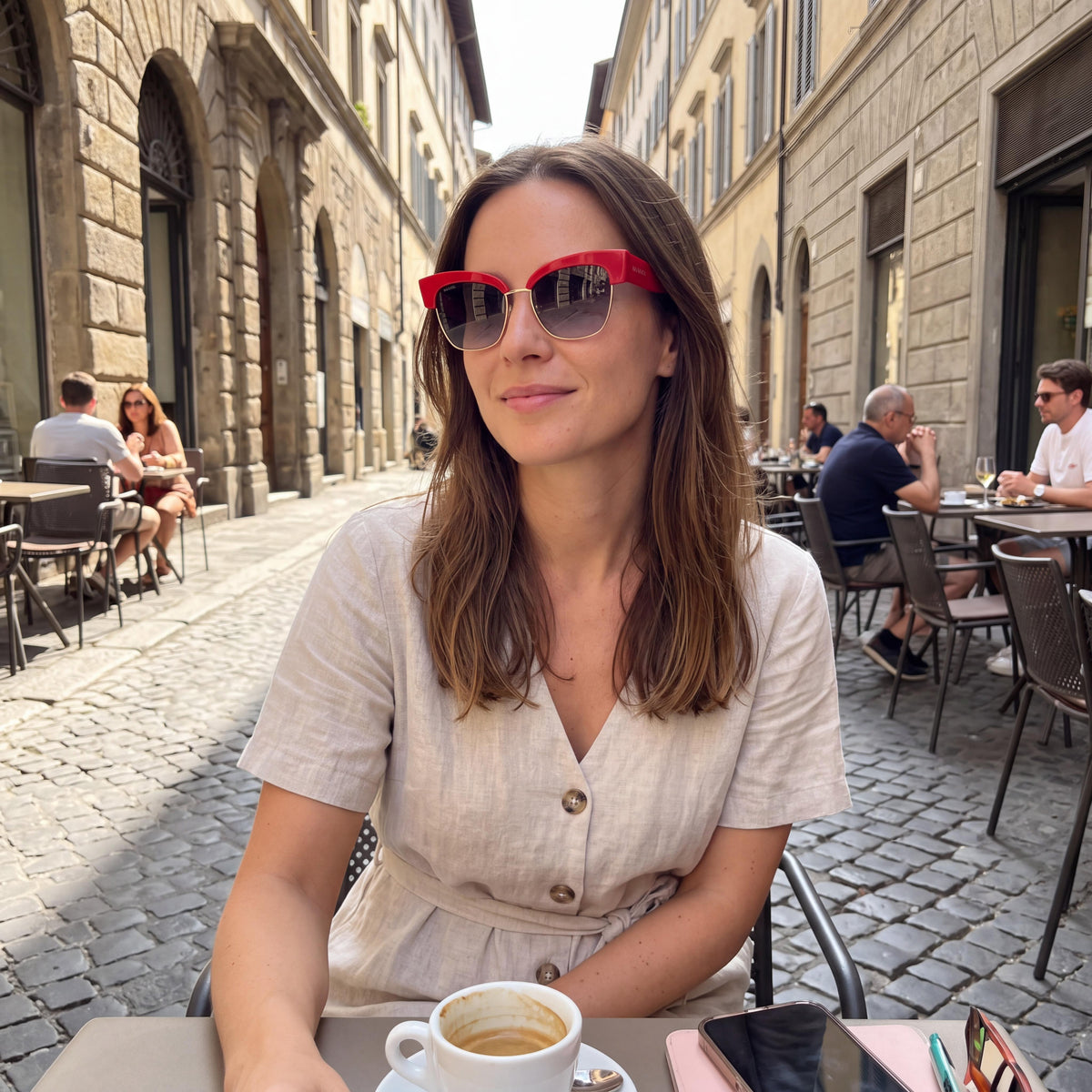 Max&Co. Casual Women's Sunglasses featuring Shiny Red Plastic Frame and Grey Plastic Lenses, 54-17-140mm, Photo 4