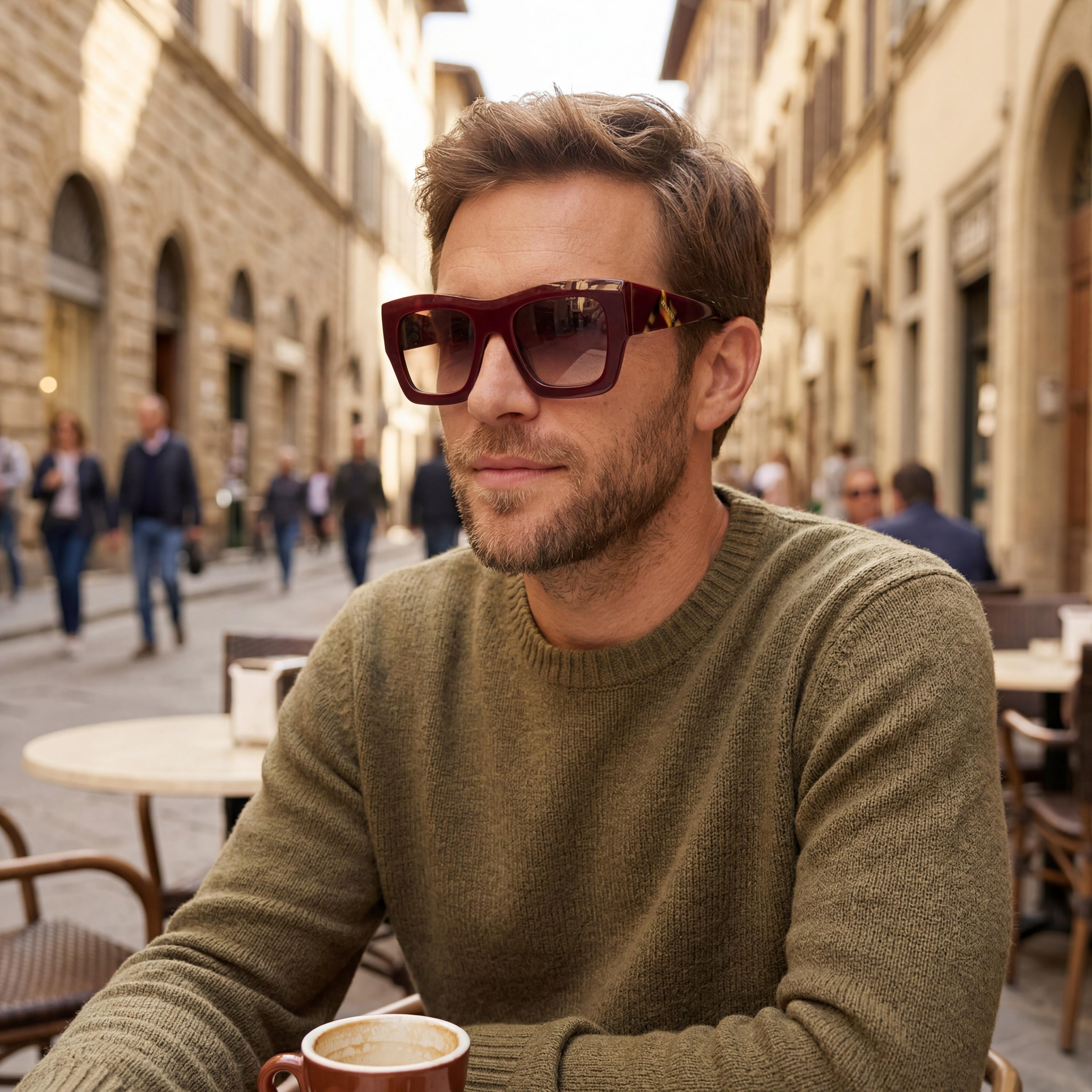 Gafas de sol rectangulares de acetato burdeos y rosa de hombre de la temporada de M Missoni Missoni con lentes de doble tono rosa de 52 mm, Photo 6