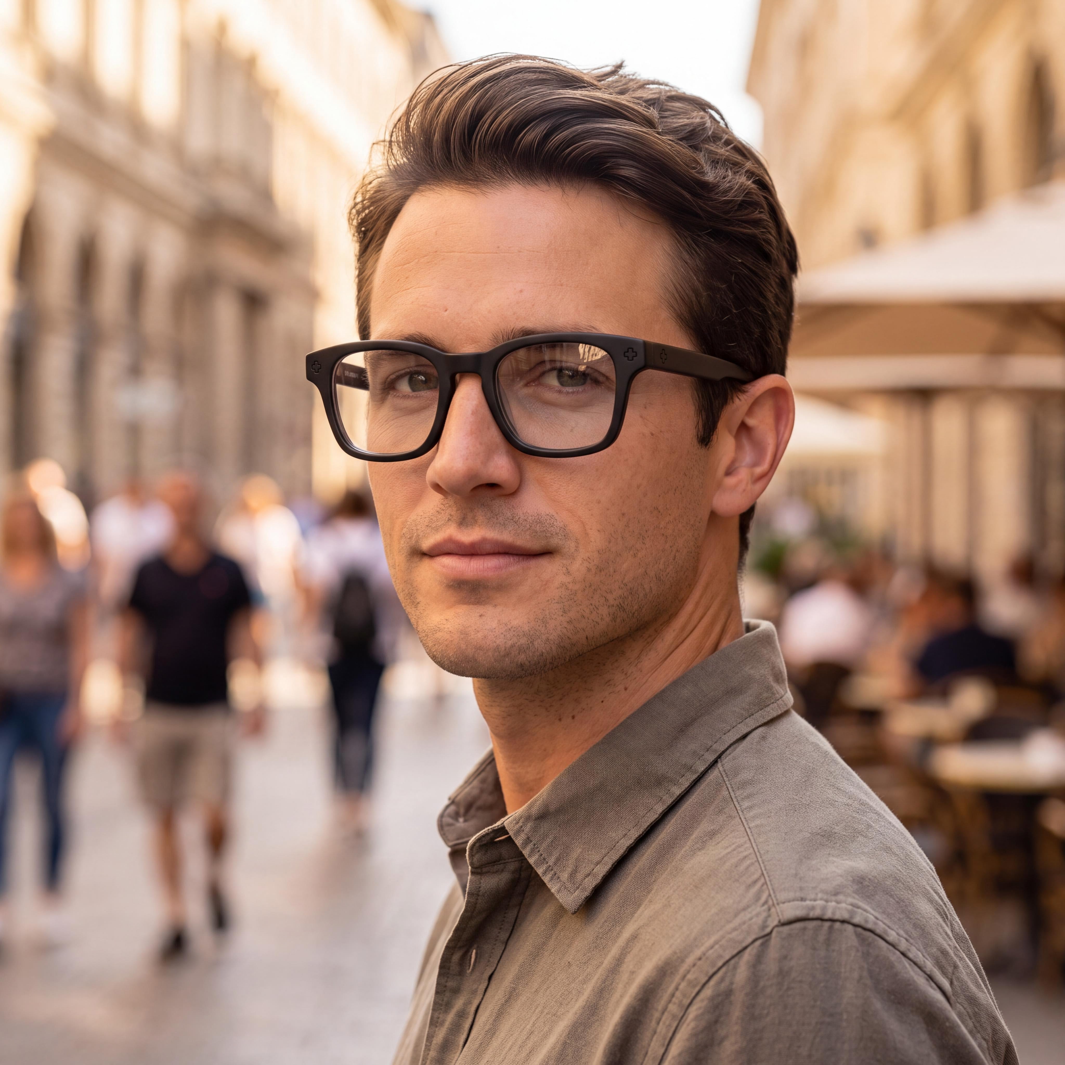 Gafas de sol informales Spy para hombre, con montura de plástico negro bronce cepillado y lentes de plástico, 52 mm, Photo 4