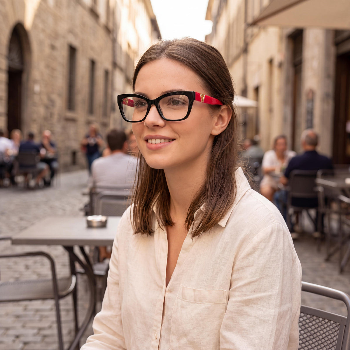 Gafas graduadas rectangulares modernas GUESS Gu2960 para mujer con montura de acetato negro y lentes de plástico transparentes 54-16-145, Photo 6