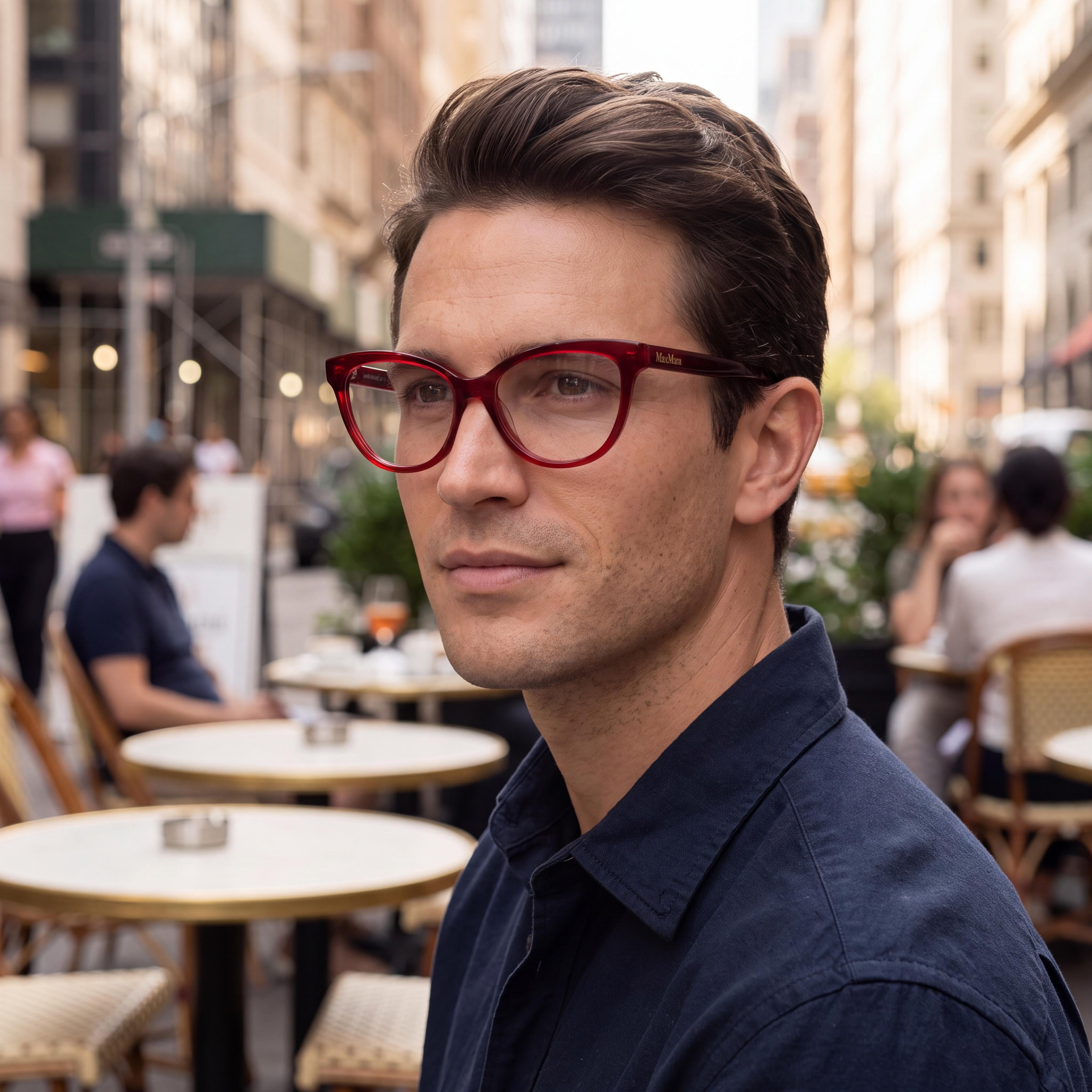 MaxMara MM5093 Men's Modern Style Red Plastic Frame Eyeglasses with Clear Plastic Lenses 54-15-140mm, Photo 5