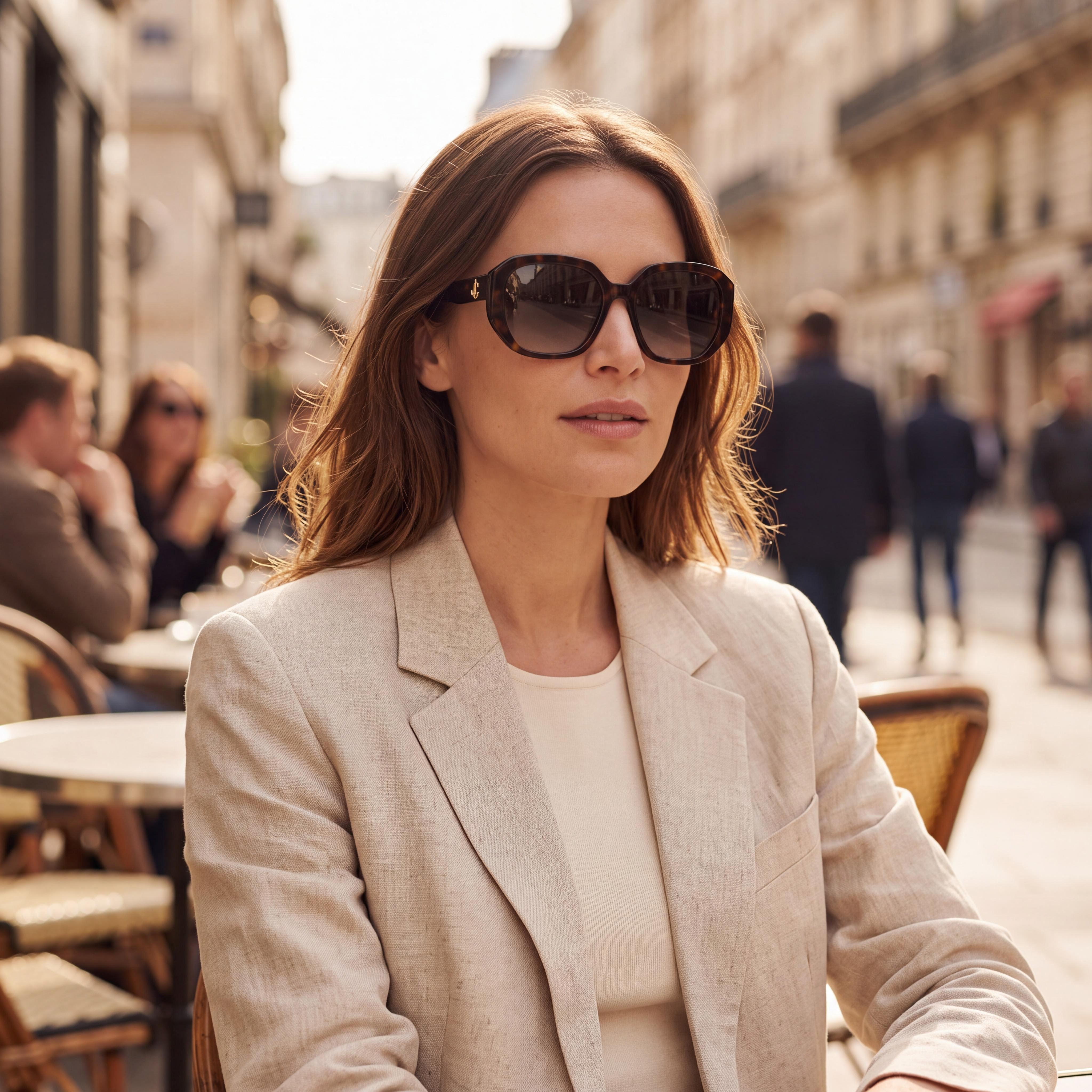 Gafas de sol clásicas Jimmy Choo para mujer, con montura de plástico marrón degradado, sin polarizar, protección UV, 57 mm, Photo 6