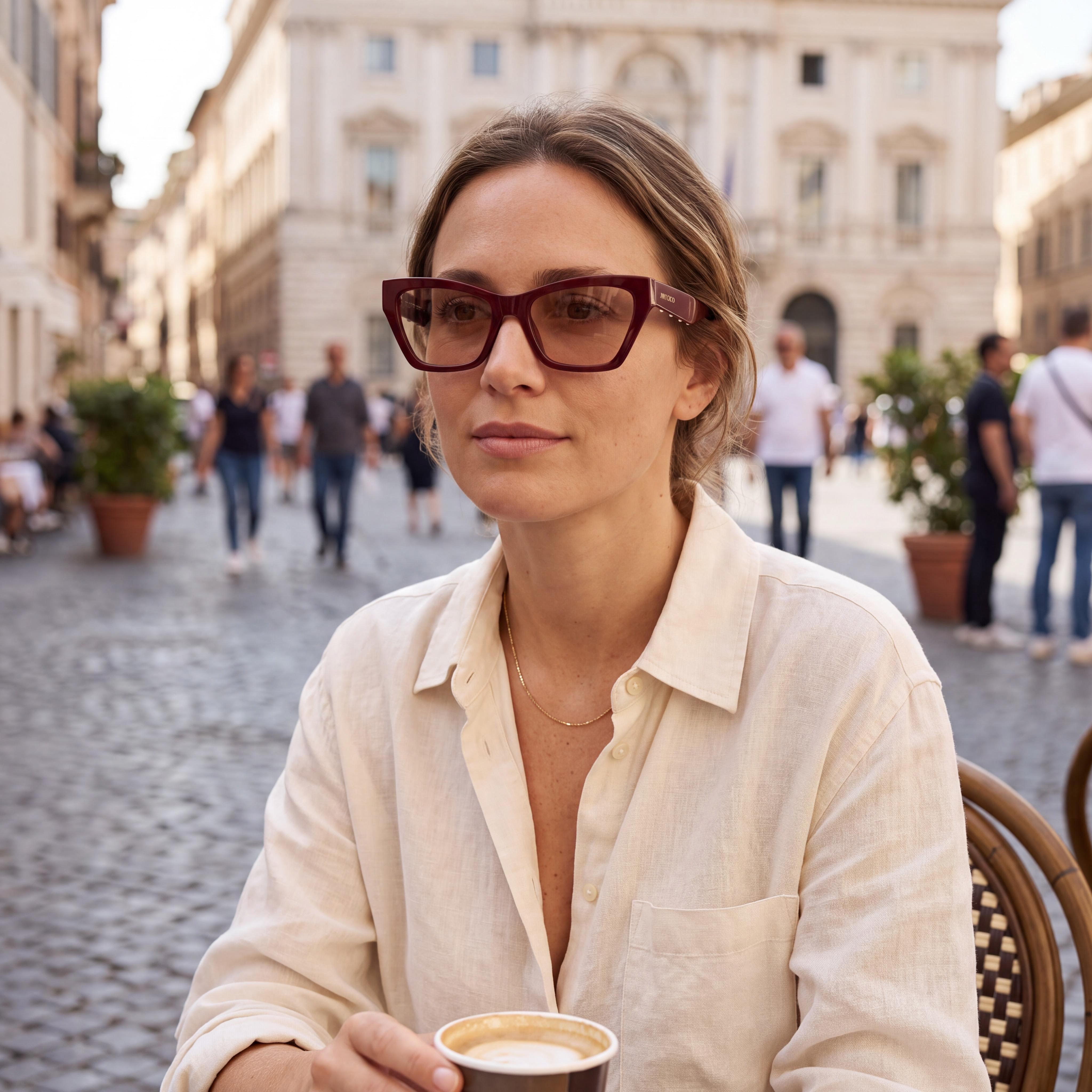 JIMMY CHOO Women's Fashionable Designer Bold Style Red Acetate Eyeglasses with 54mm Lens Width, 17mm Bridge, Photo 4