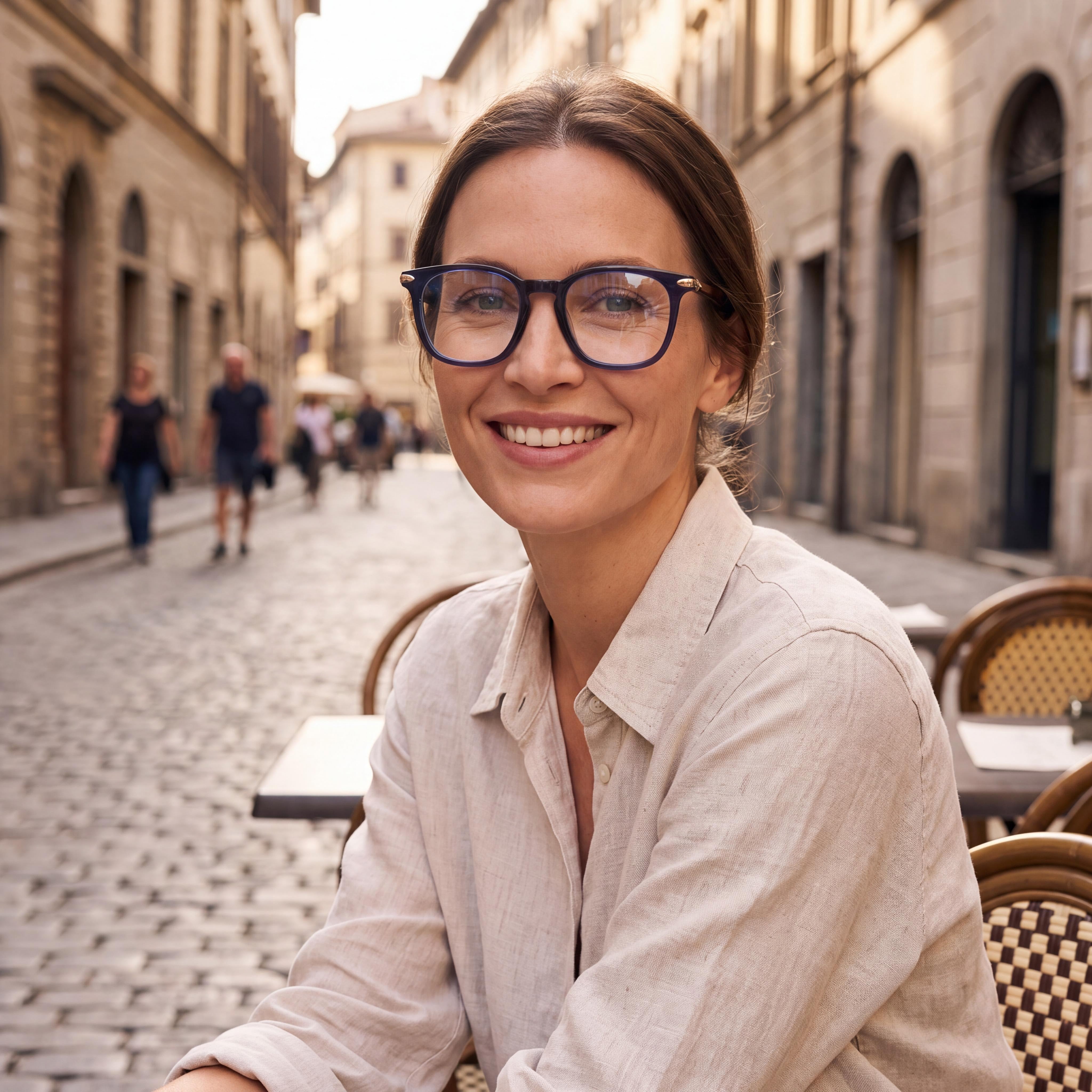 rag & bone Classic Eyeglasses, Unisex Blue Brown Metal Plastic Square Light Adaptive Lenses 50mm, Photo 4