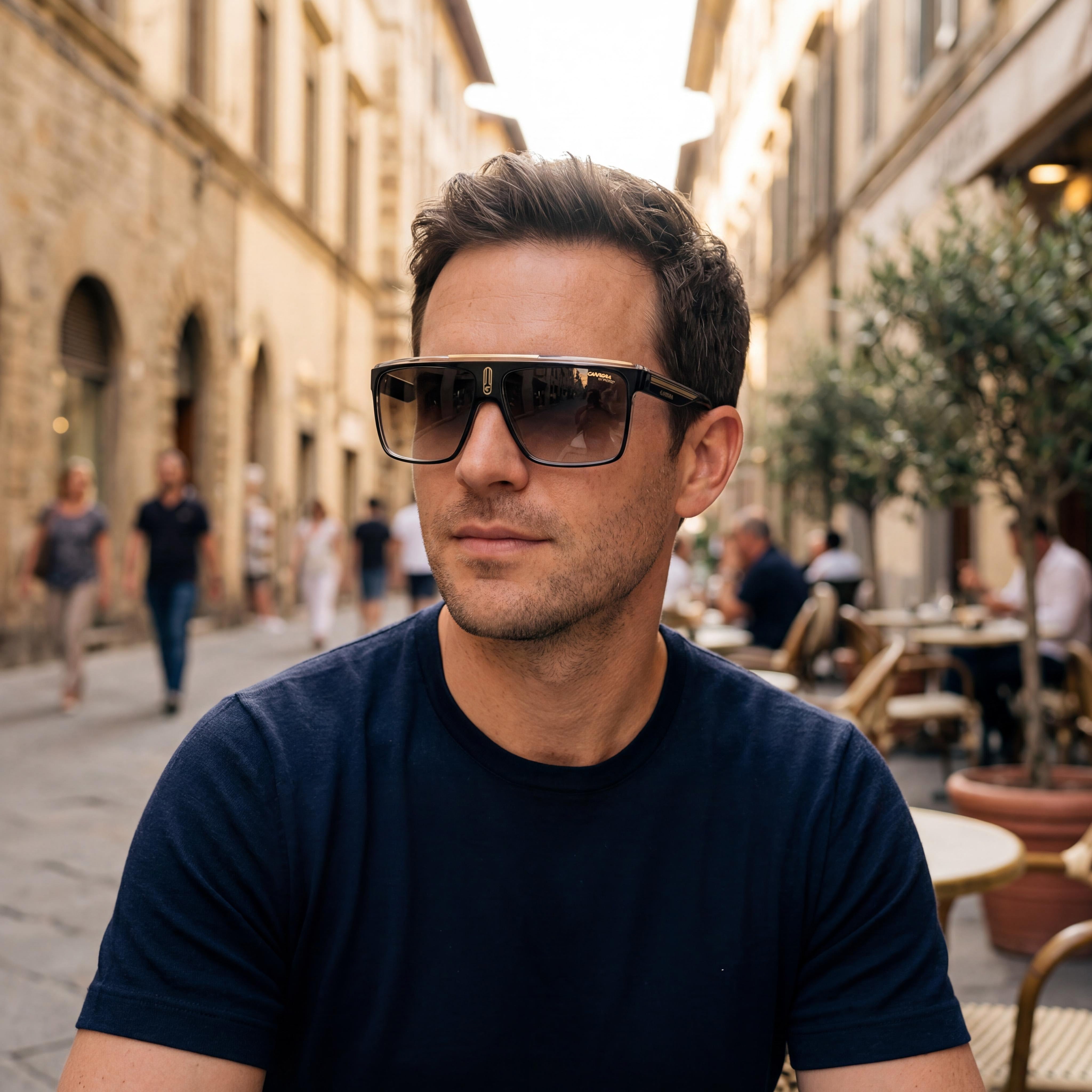 Carrera 22/N Men's Black Gold Polyamide Frame, Brown Shaded Lenses, UV Protection Sunglasses 63mm, Photo 5